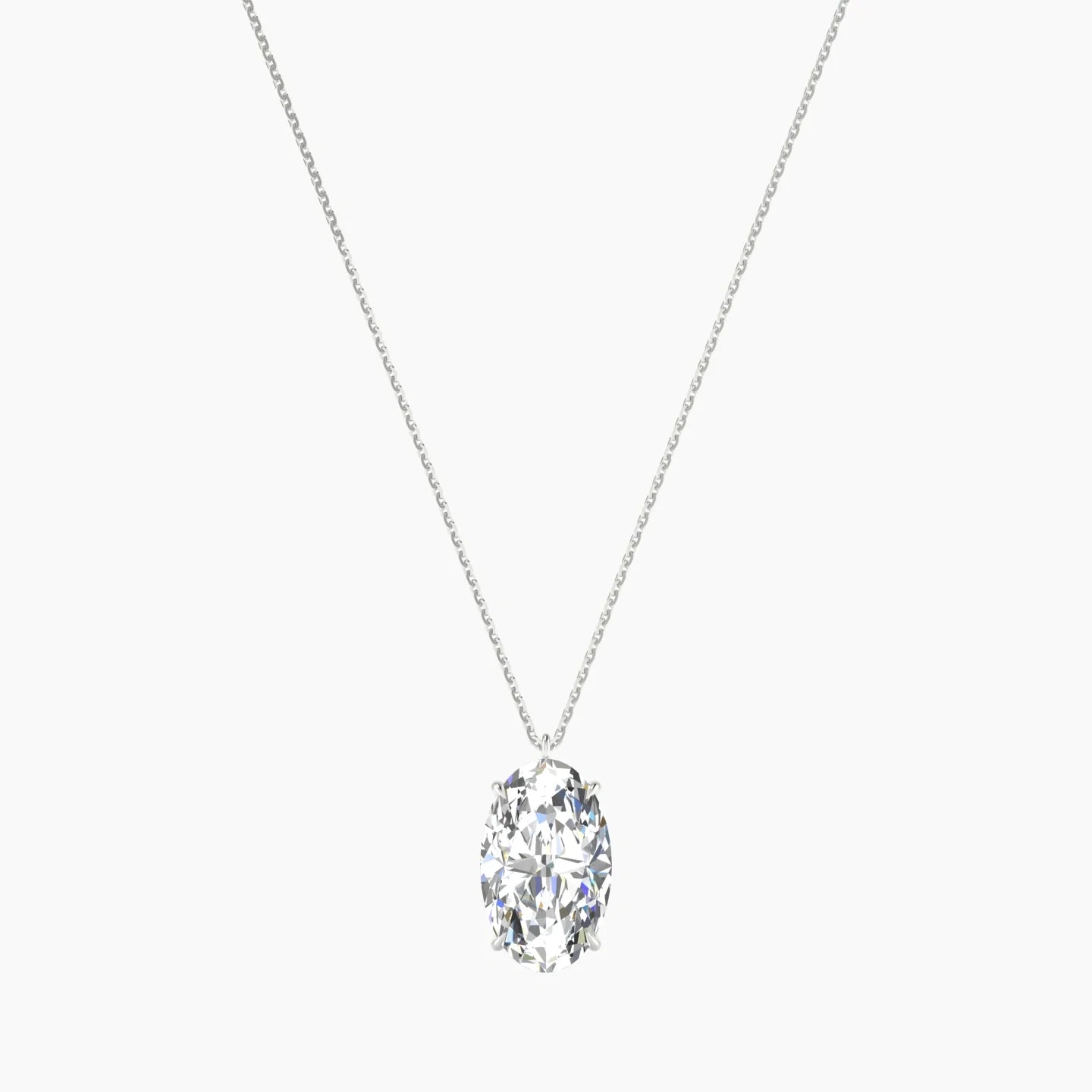 Hanging Solitaire | 18k White Gold 5 ct Lab Diamond Oval Cut Pendant