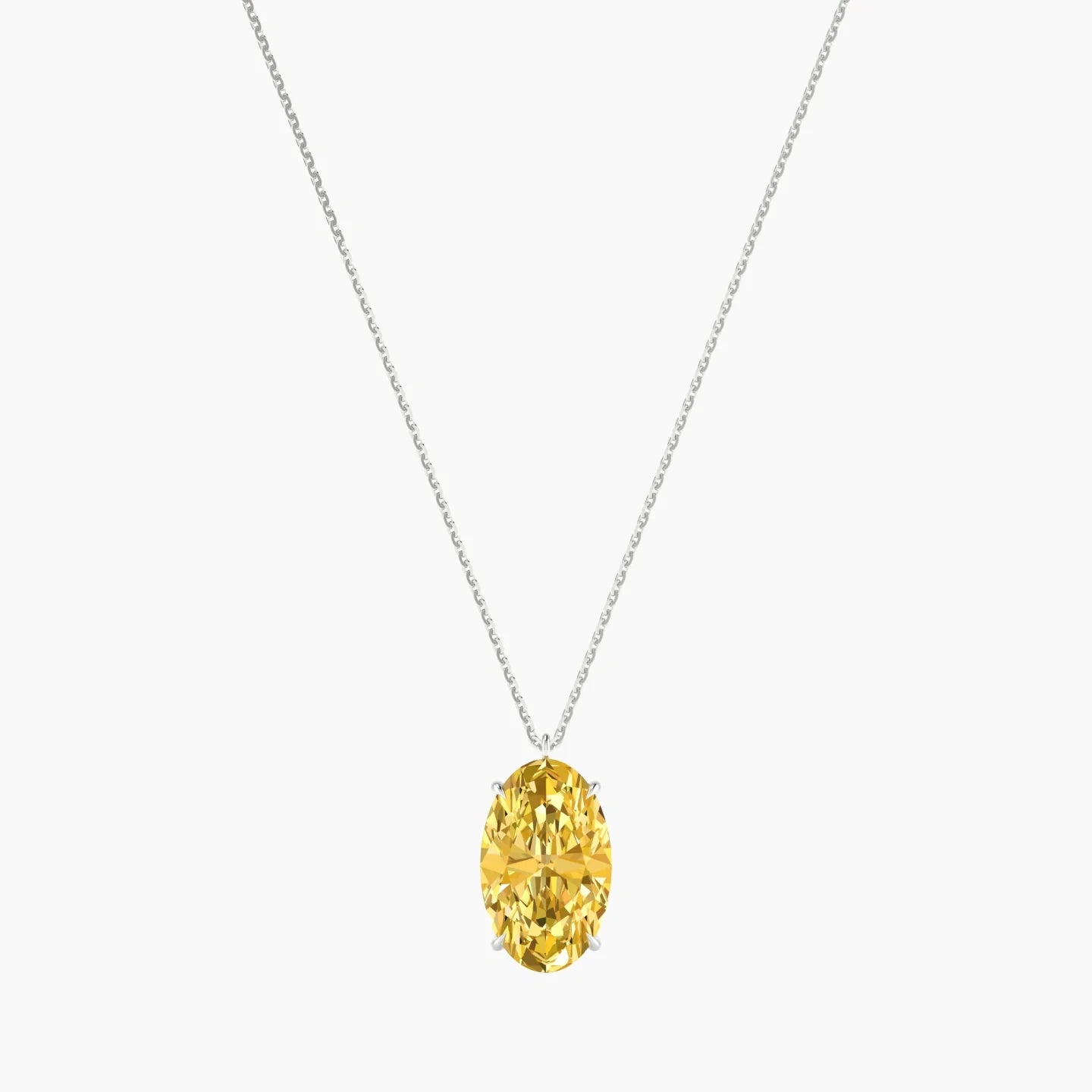 Hanging Solitaire | 18k White Gold 5 ct Yellow Lab Diamond Oval Cut Pendant