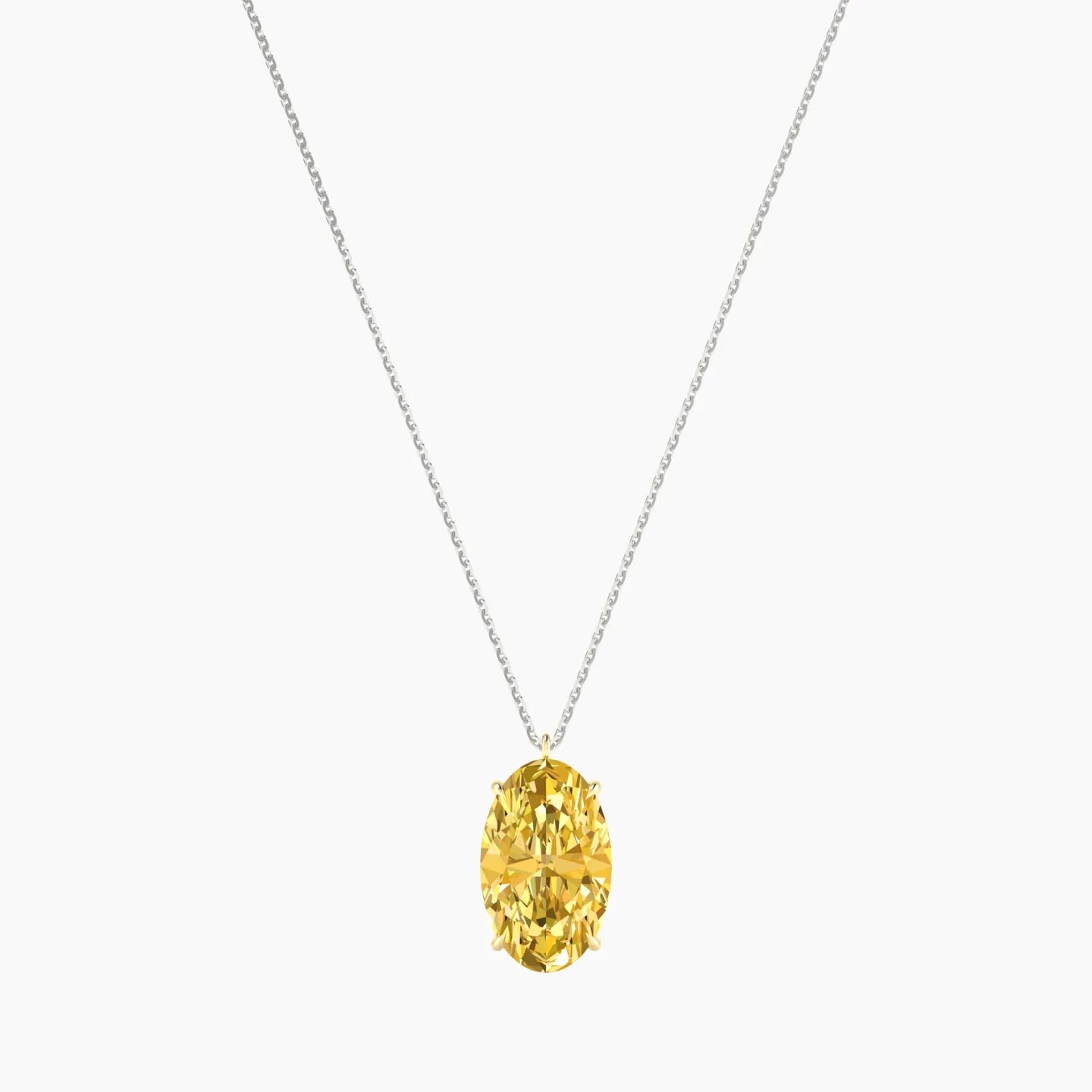Hanging Solitaire | 18k White & Yellow Gold 5 ct Yellow Lab Diamond Oval Cut Pendant