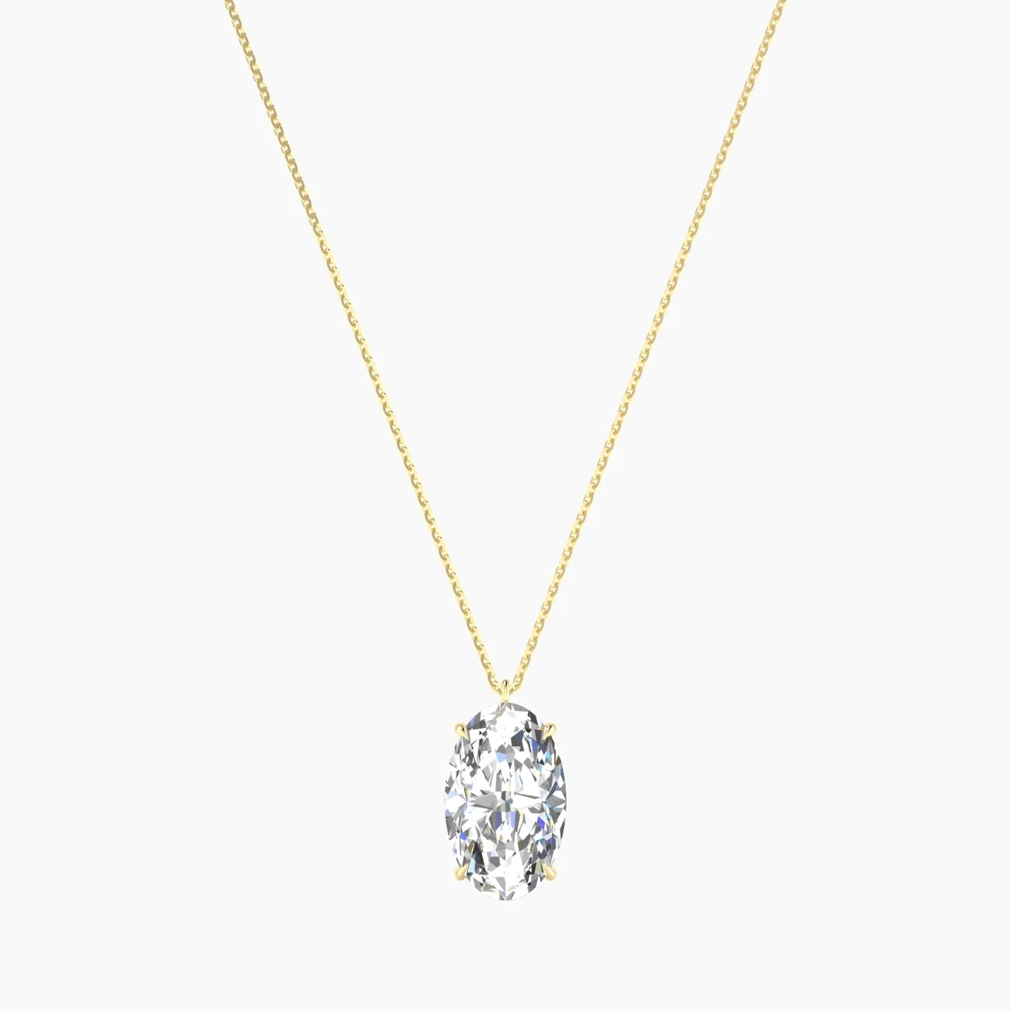 Hanging Solitaire | 18k Yellow Gold 5 ct Lab Diamond Oval Cut Pendant