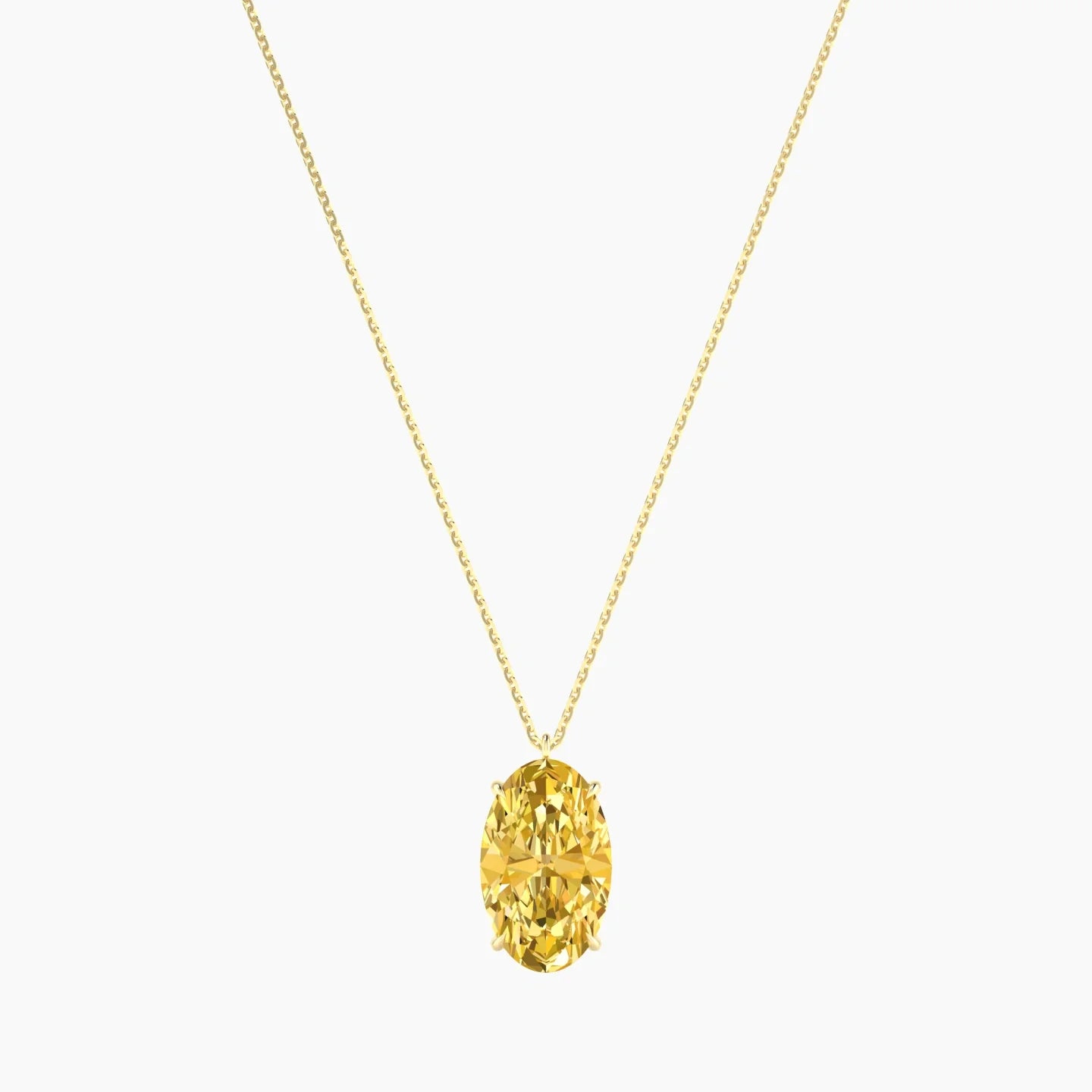 Hanging Solitaire | 18k Yellow Gold 5 ct Yellow Lab Diamond Oval Cut Pendant