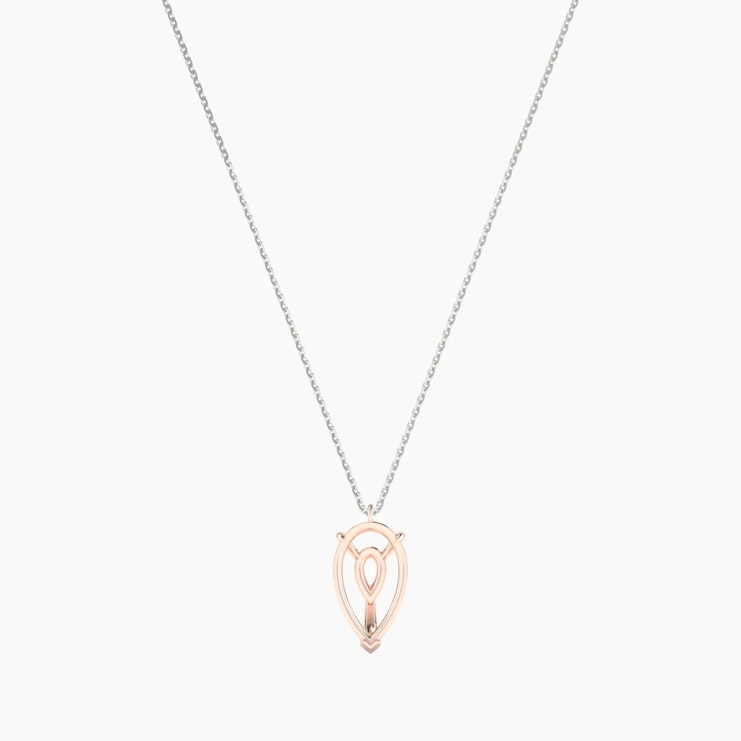 Hanging Solitaire | 18k White & Rose Gold 3-4.99 ct Pear Cut Pendant Setting
