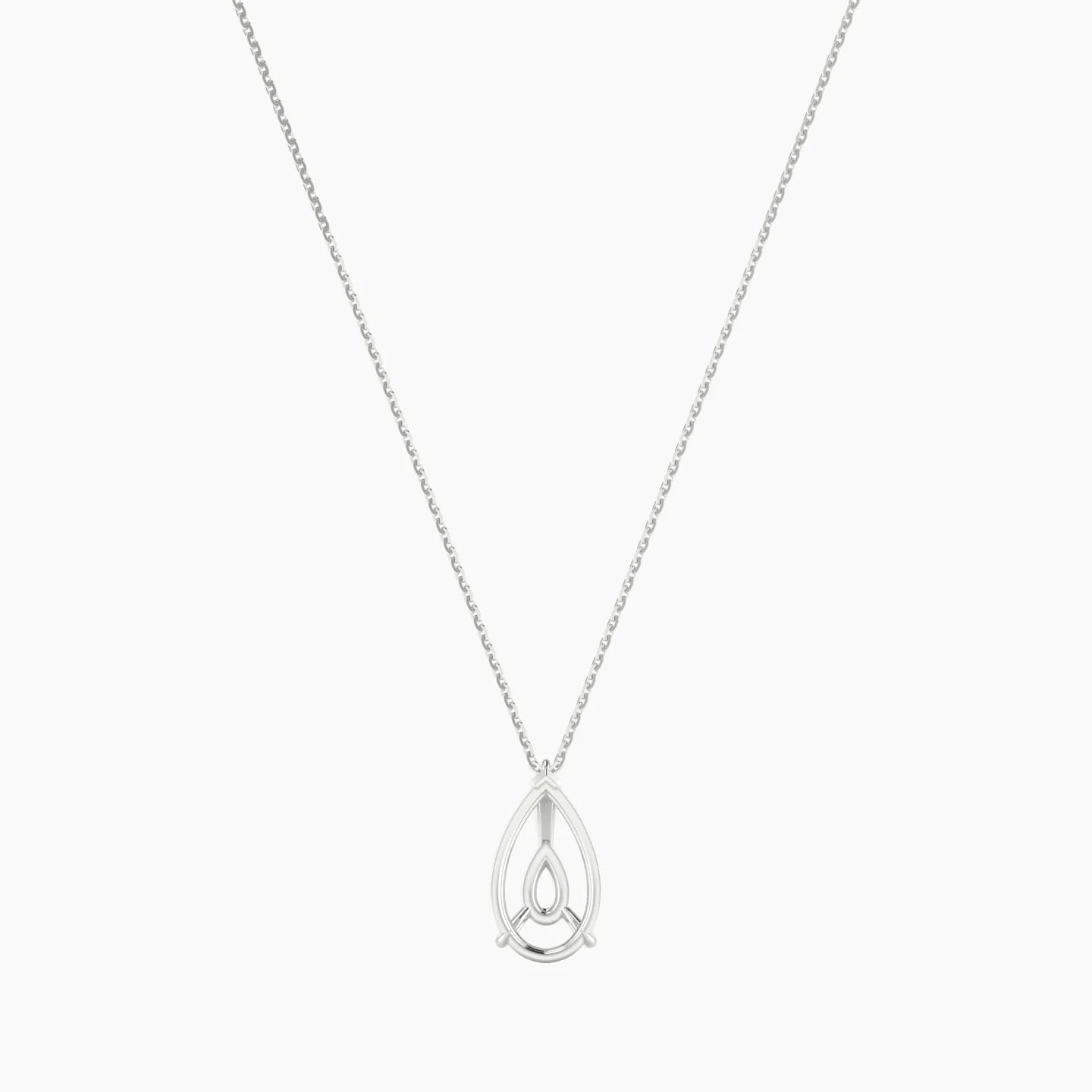 Hanging Solitaire | 18k White Gold 3-4.99 ct Pear Cut Pendant Setting