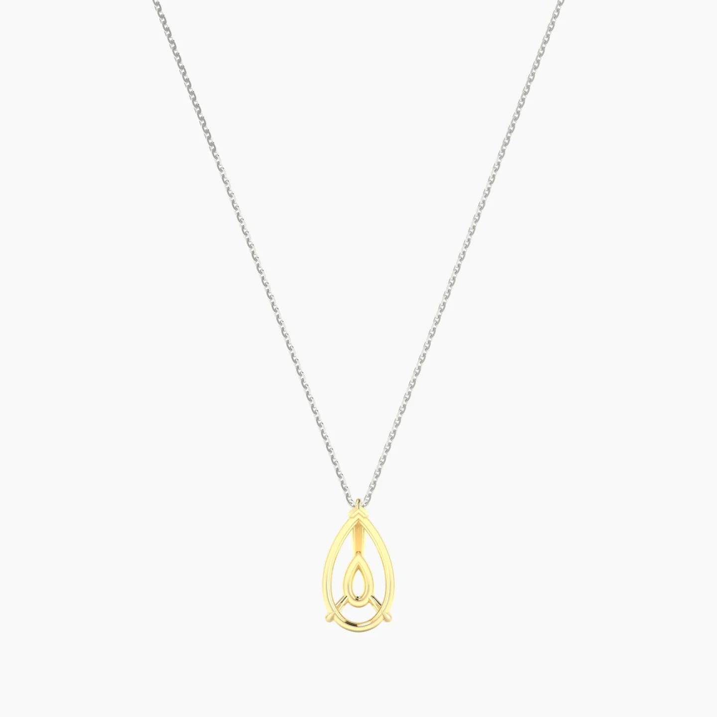 Hanging Solitaire | 18k White & Yellow Gold 3-4.99 ct Pear Cut Pendant Setting