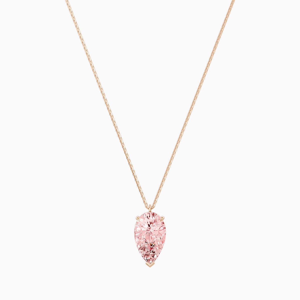 Hanging Solitaire | 18k Rose Gold 3 ct Pink Lab Diamond Pear Pendant