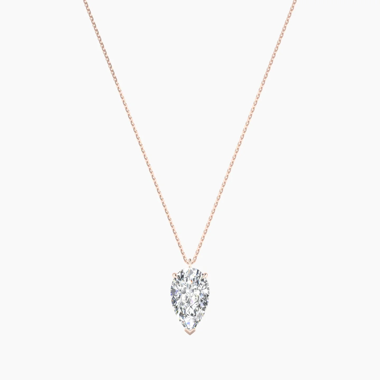 Hanging Solitaire | 18k Rose Gold 3 ct Lab Diamond Pear Cut Pendant
