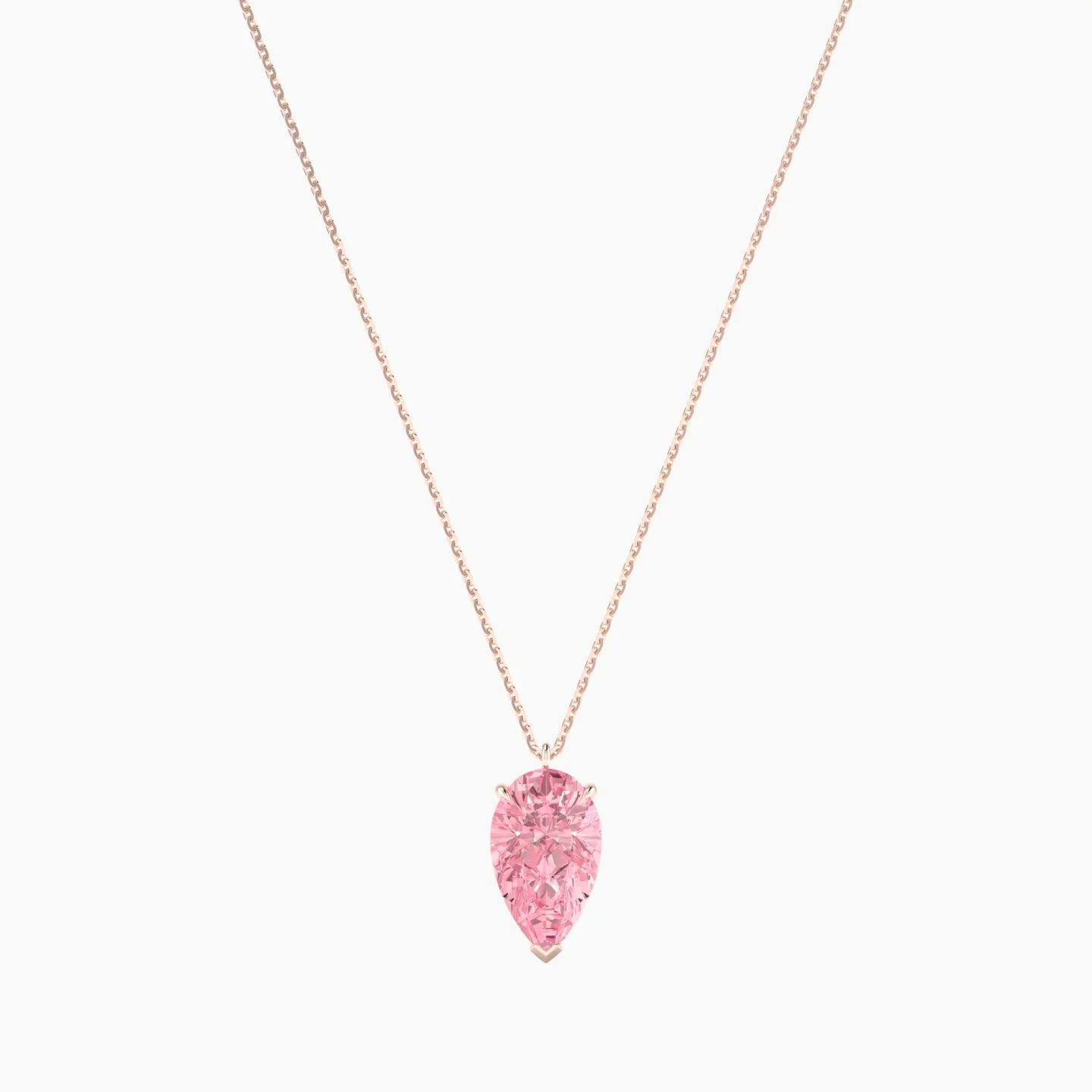 Hanging Solitaire | 18k Rose Gold 3 ct Pink Lab Diamond Pear Cut Pendant