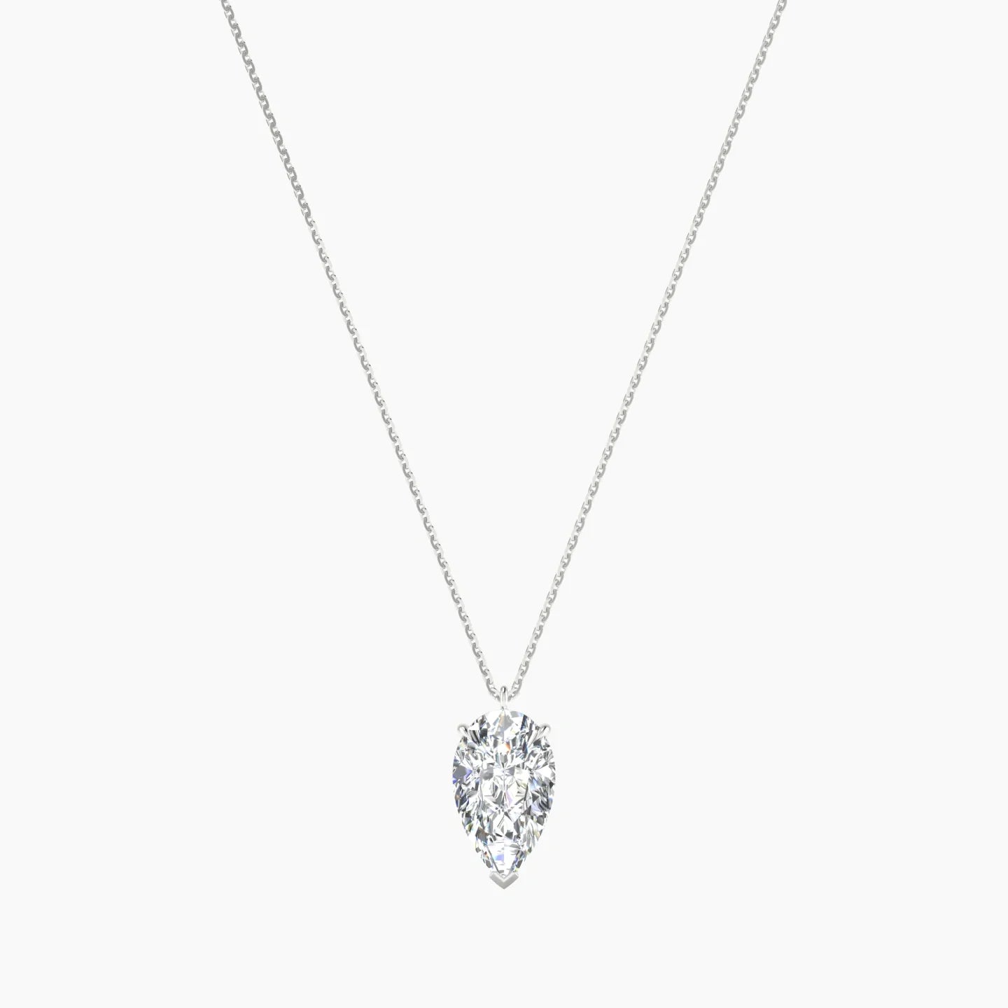 Hanging Solitaire | 18k White Gold 3 ct Lab Diamond Pear Cut Pendant