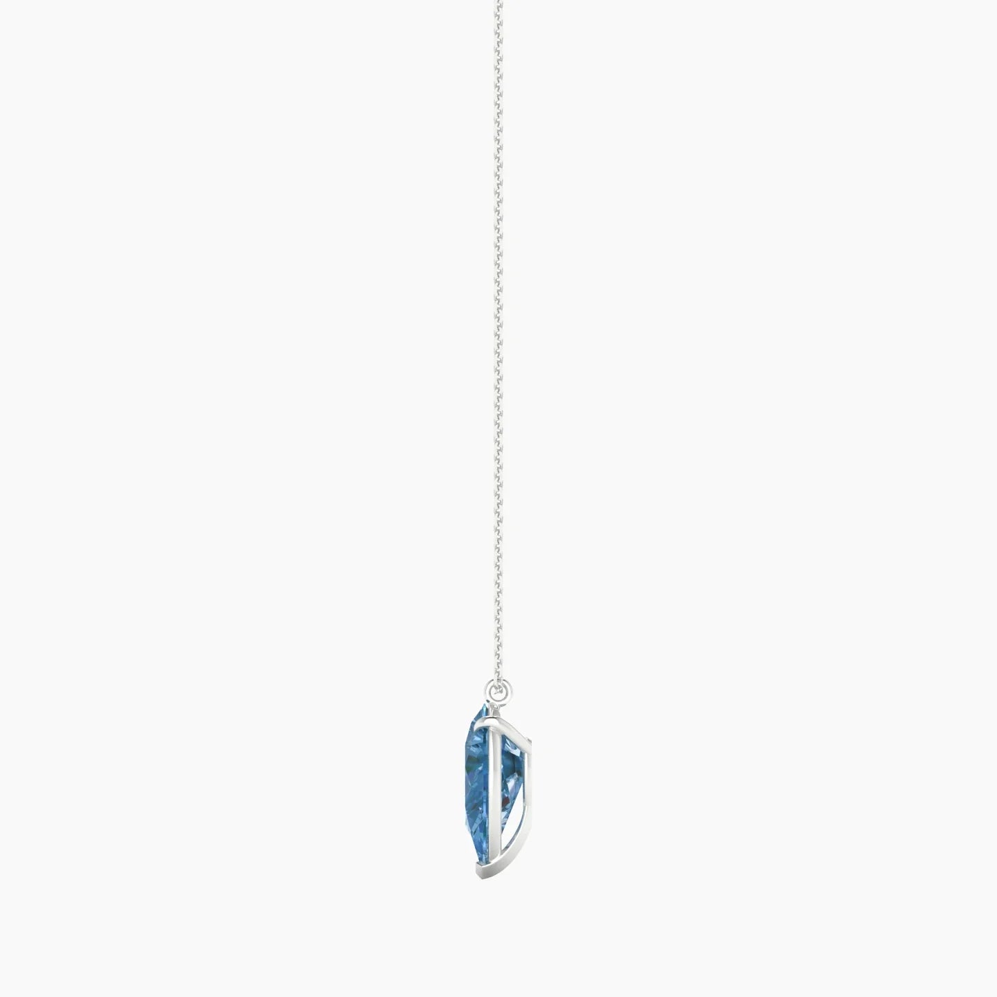 Hanging Solitaire | 18k White Gold 3 ct Blue Lab Diamond Pear Cut Pendant