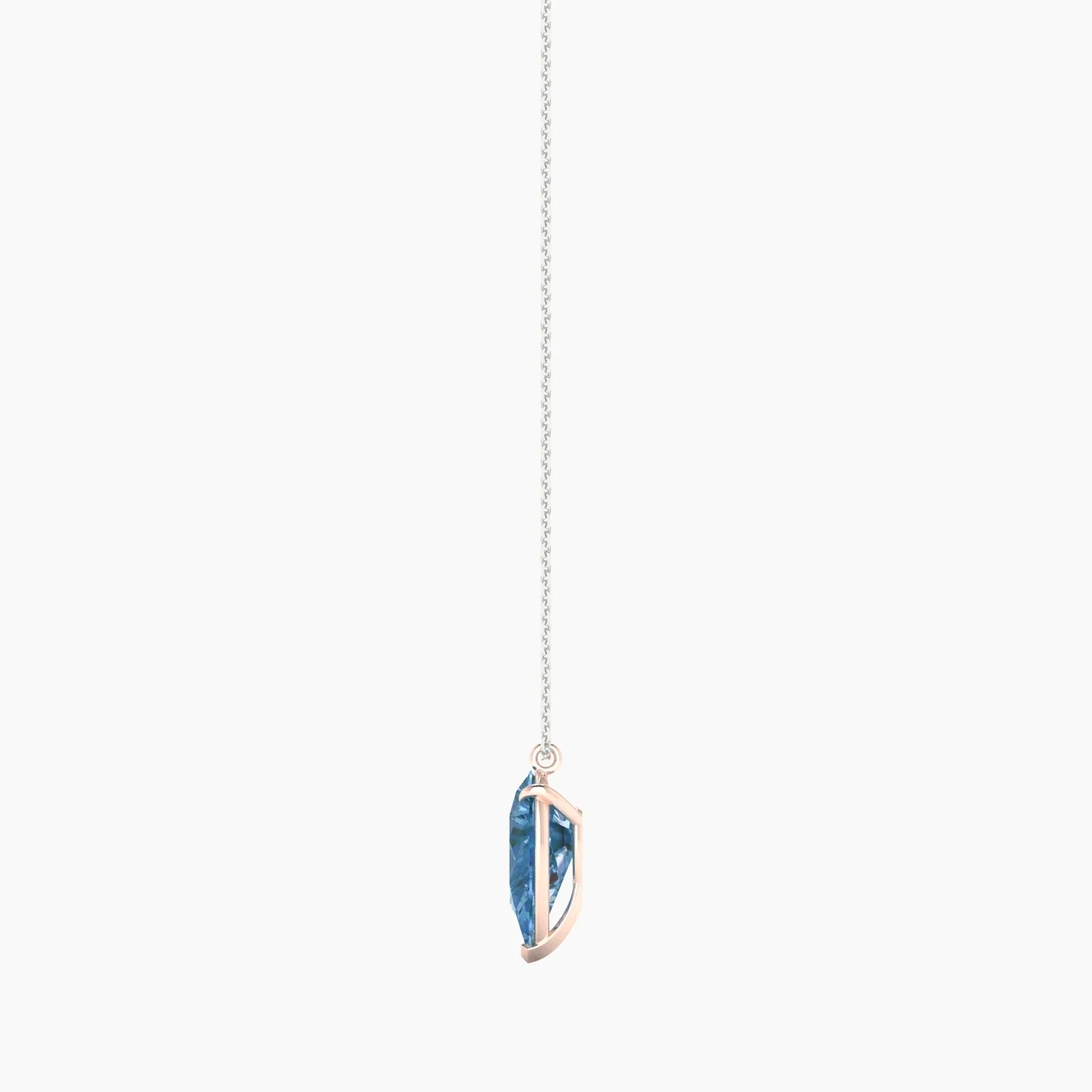 Hanging Solitaire | 18k White & Rose Gold 3 ct Blue Lab Diamond Pear Cut Pendant