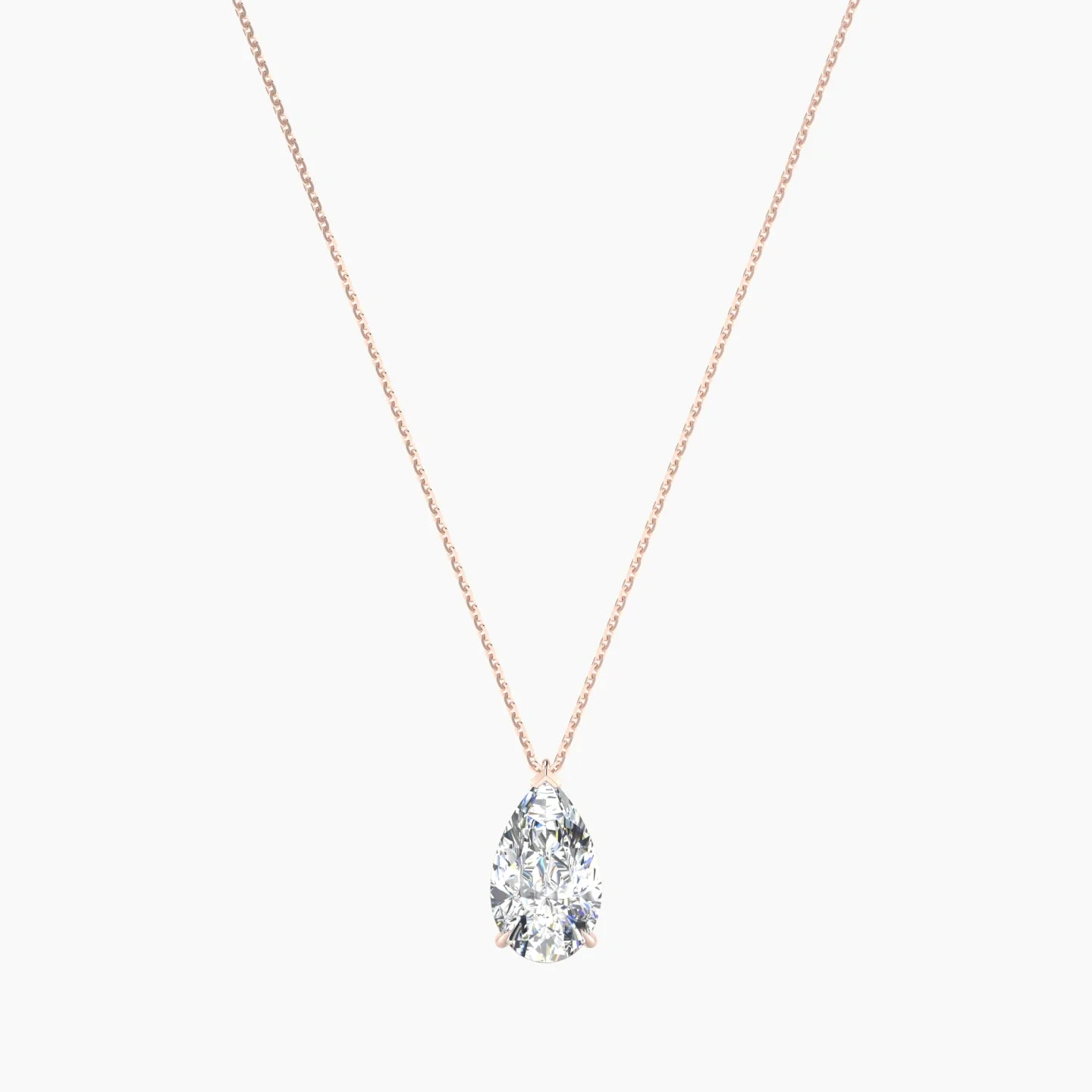Hanging Solitaire | 18k Rose Gold 3 ct Lab Diamond Pear Cut Pendant
