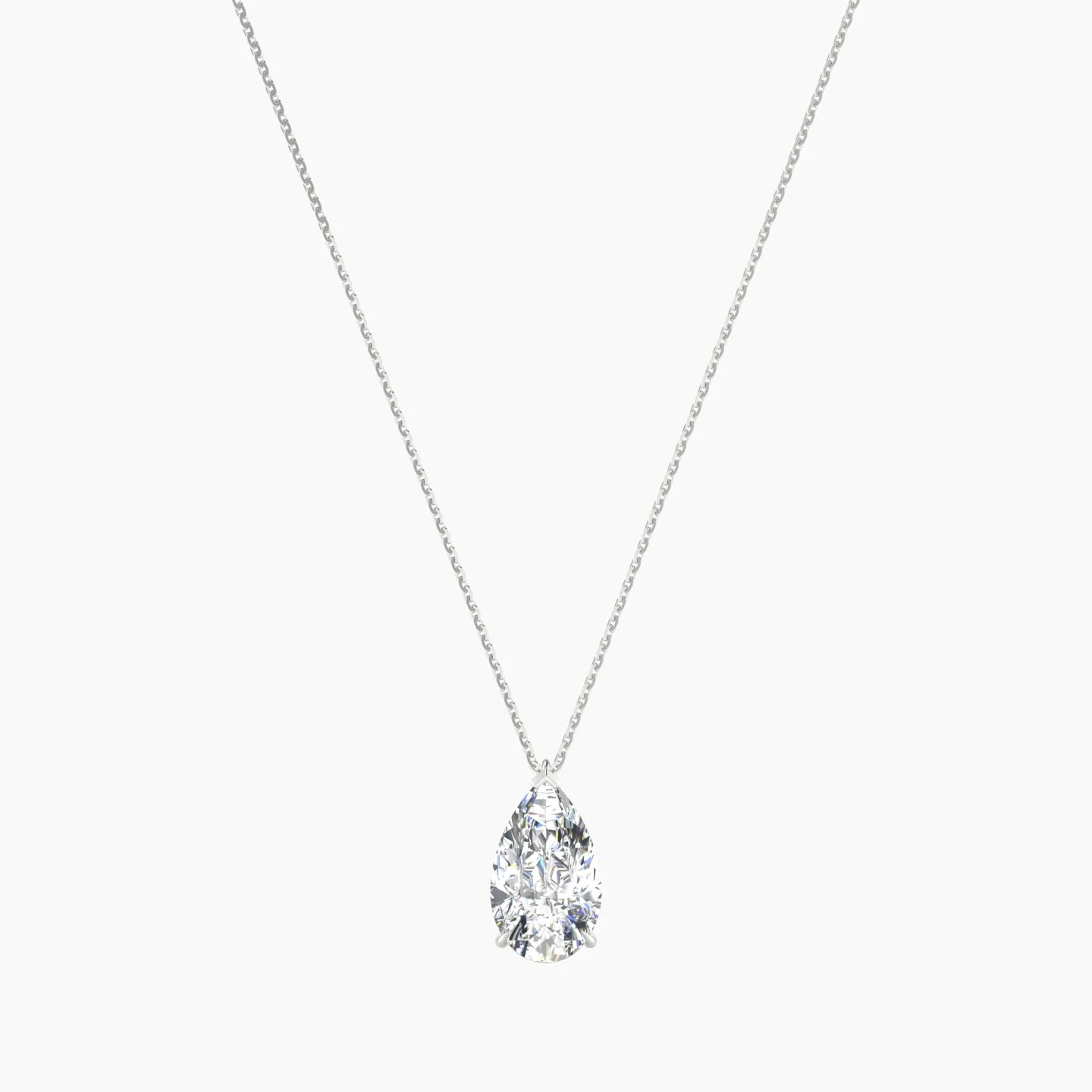 Hanging Solitaire | 18k White Gold 3 ct Lab Diamond Pear Cut Pendant