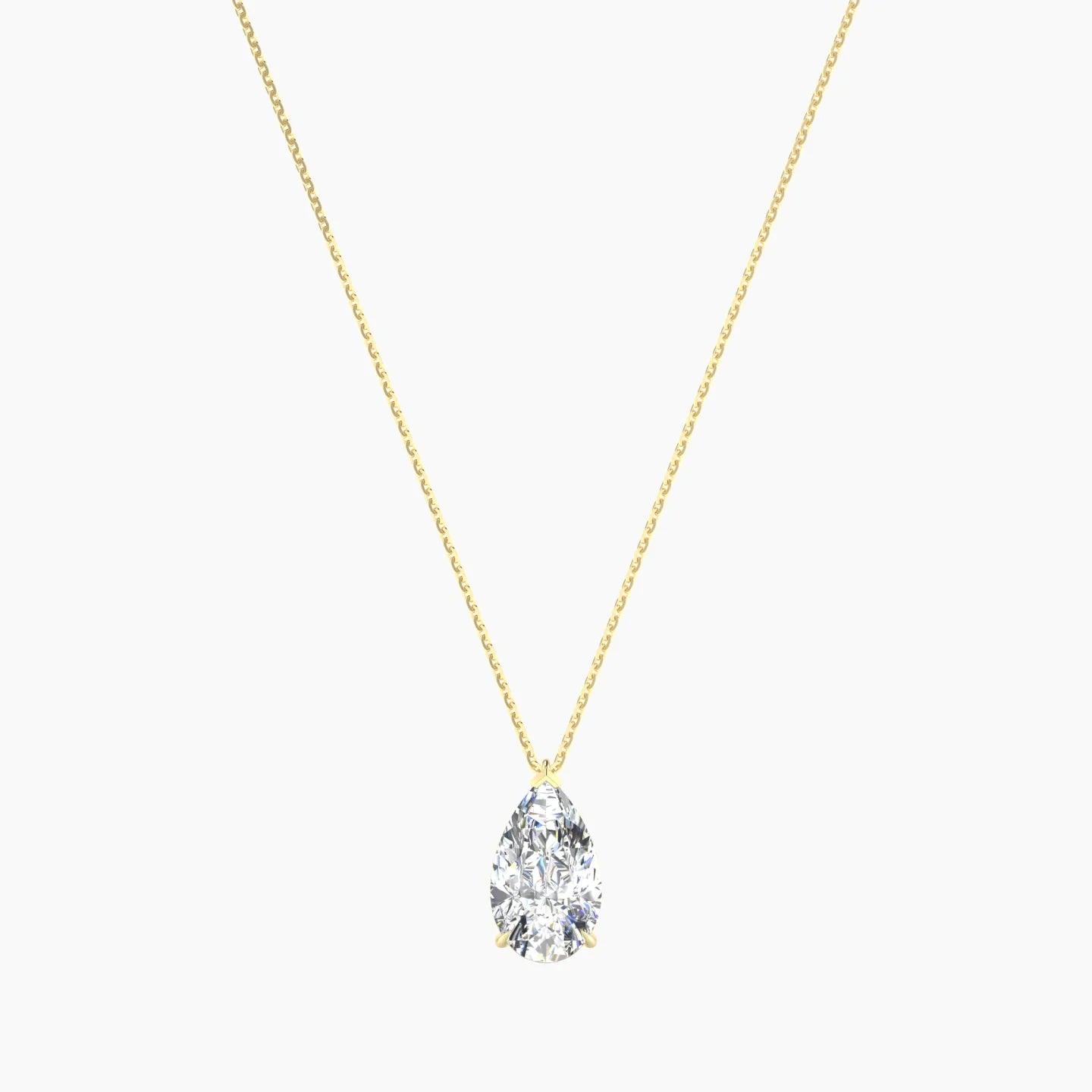 Hanging Solitaire | 18k Yellow Gold 3 ct Lab Diamond Pear Cut Pendant