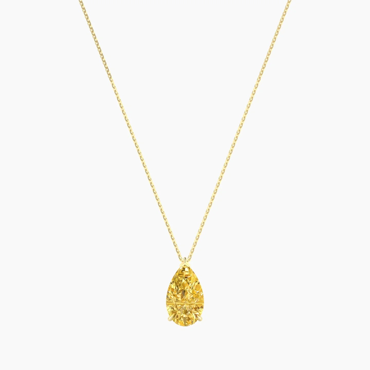 Hanging Solitaire | 18k Yellow Gold 3 ct Yellow Lab Diamond Pear Cut Pendant
