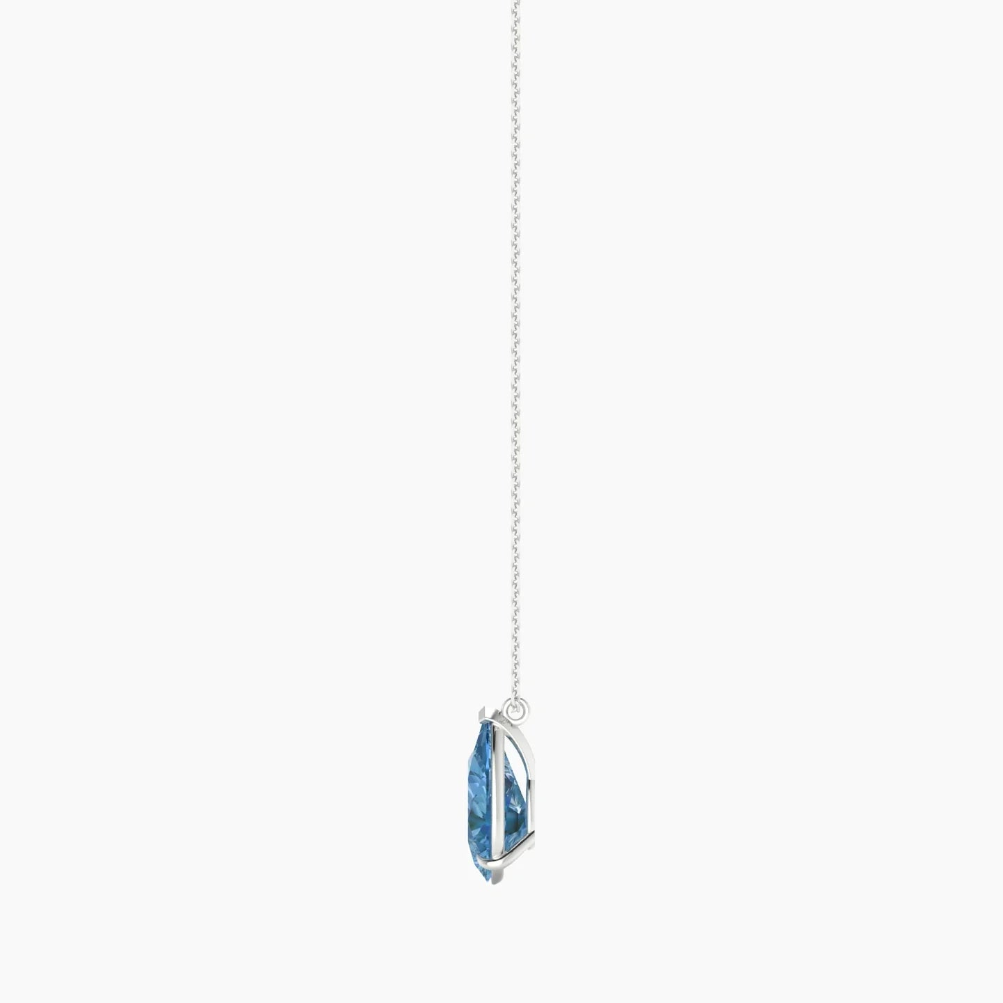 Hanging Solitaire | 18k White Gold 3 ct Blue Lab Diamond Pear Cut Pendant