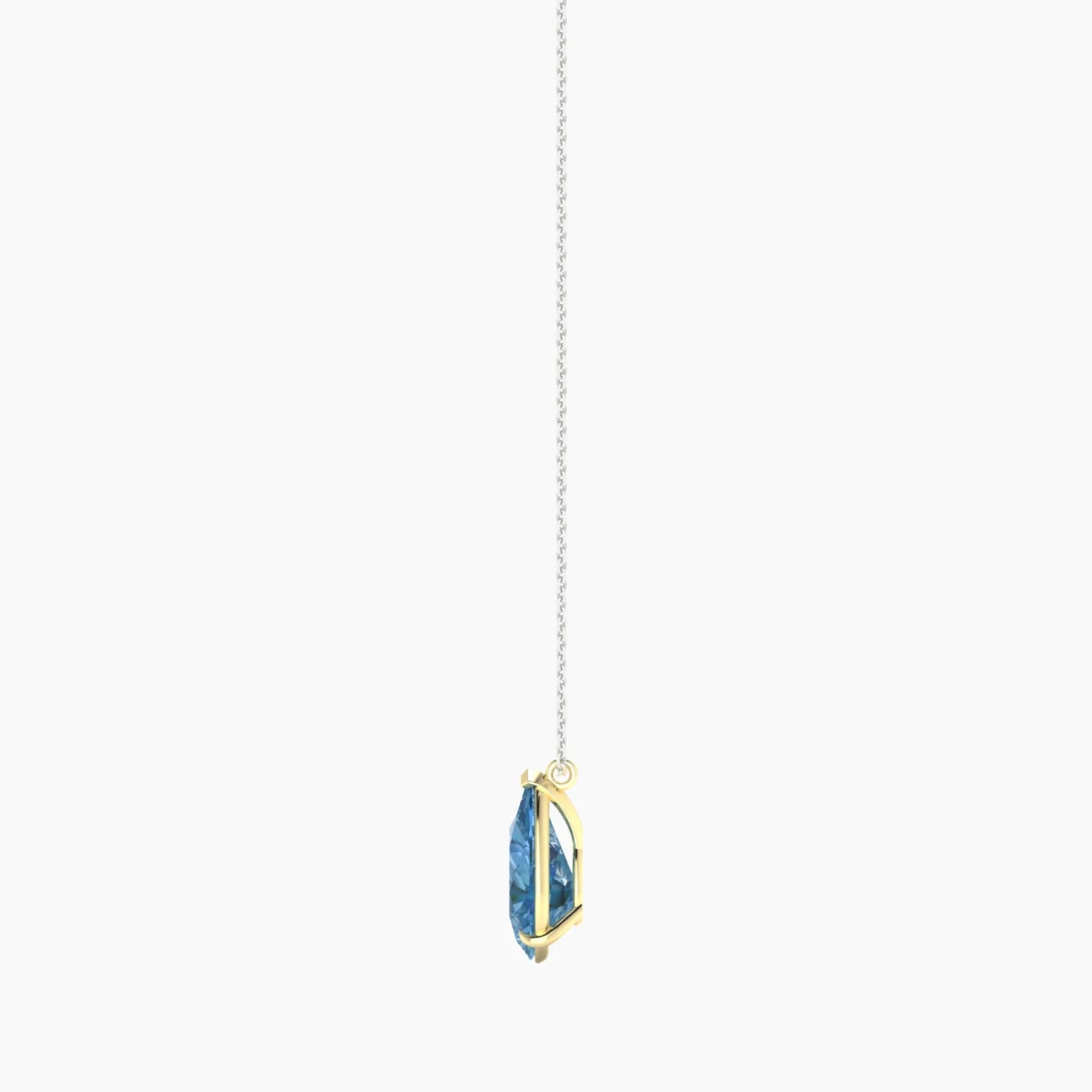 Hanging Solitaire | 18k White & Yellow Gold 3 ct Blue Lab Diamond Pear Cut Pendant