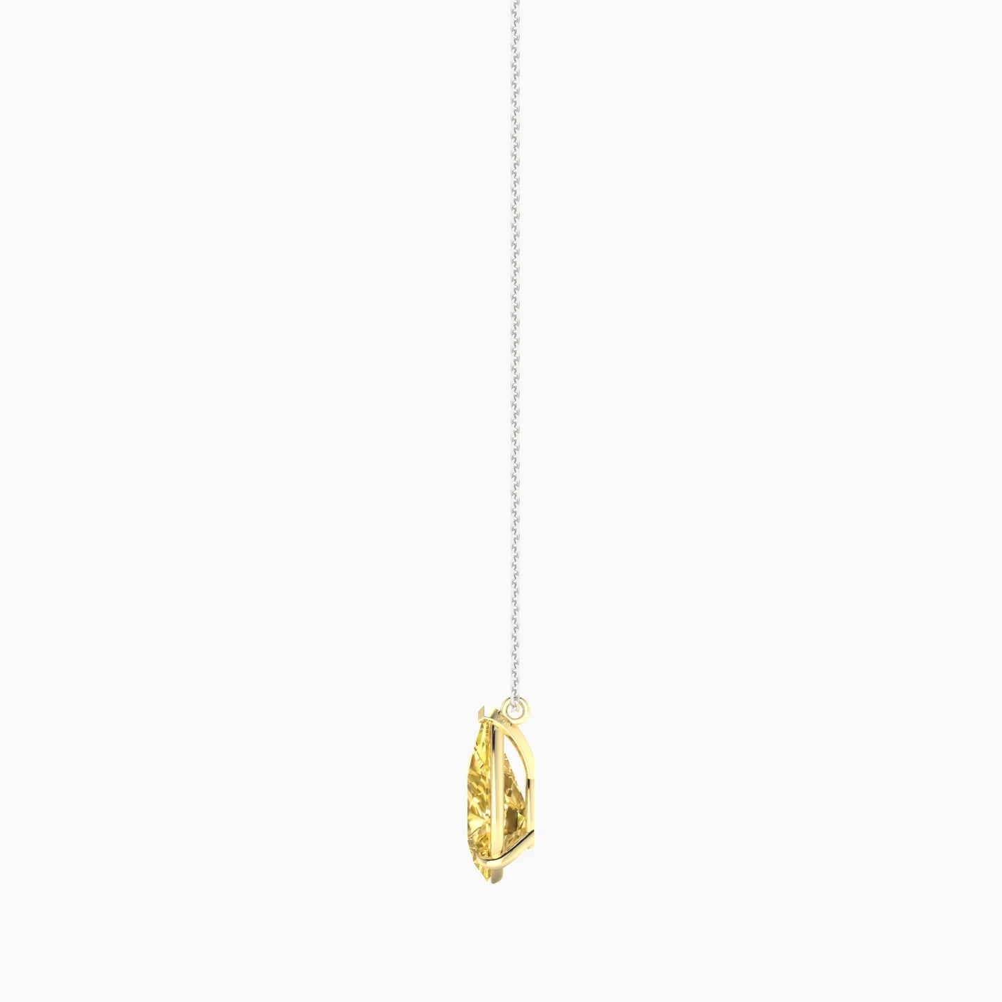 Hanging Solitaire | 18k White & Yellow Gold 3 ct Yellow Lab Diamond Pear Cut Pendant
