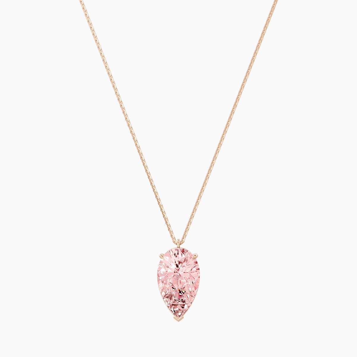 Hanging Solitaire | 18k Rose Gold 5 ct Pink Lab Diamond Pear Pendant
