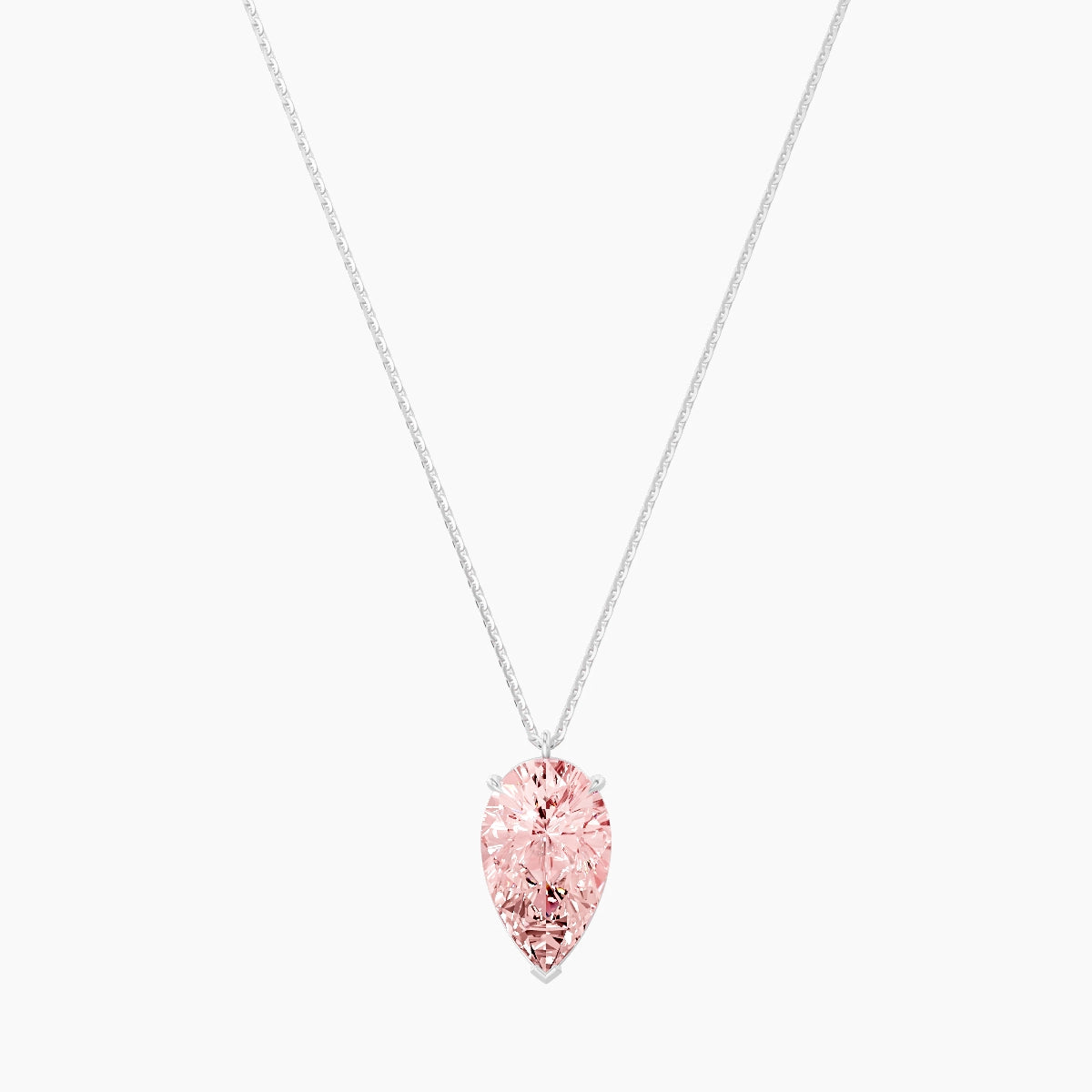 Hanging Solitaire | 18k White Gold 5 ct Pink Lab Diamond Pear Pendant