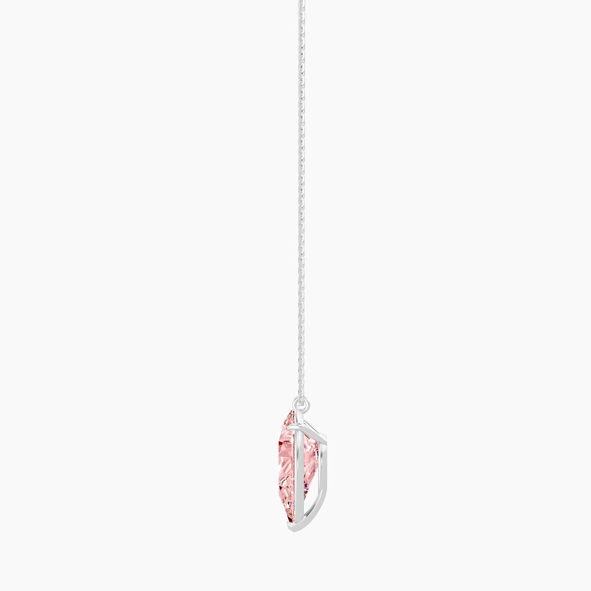 Hanging Solitaire | 18k White Gold 5 ct Pink Lab Diamond Pear Pendant