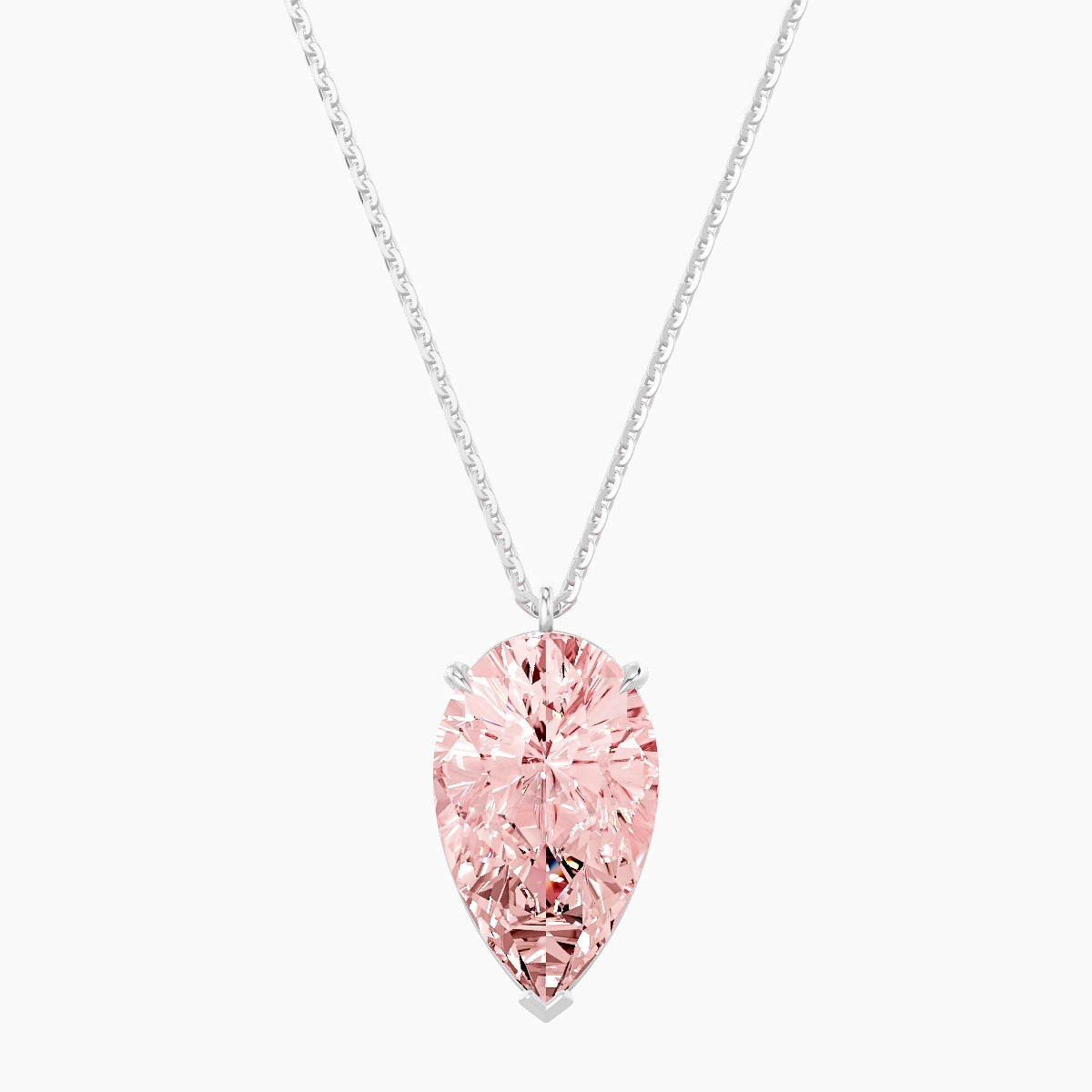 Hanging Solitaire | 18k White Gold 5 ct Pink Lab Diamond Pear Pendant