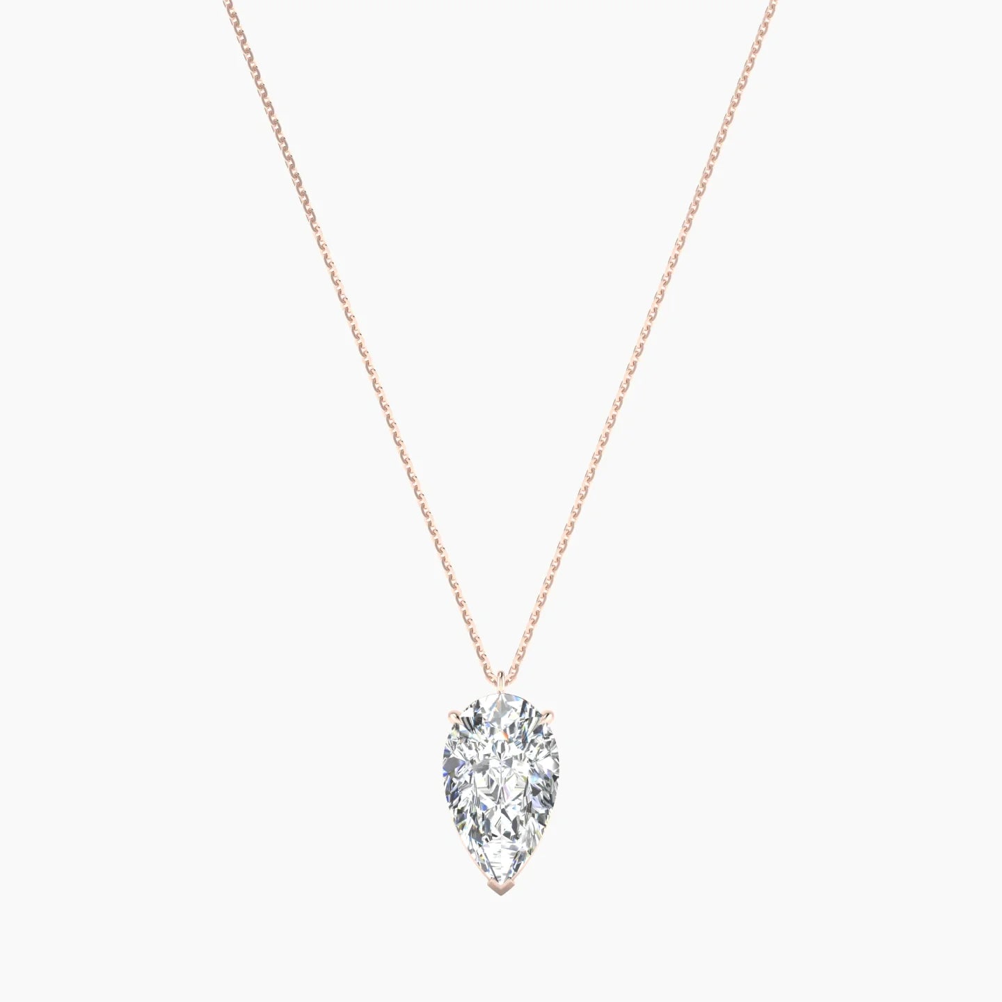Hanging Solitaire | 18k Rose Gold 5 ct Lab Diamond Pear Cut Pendant