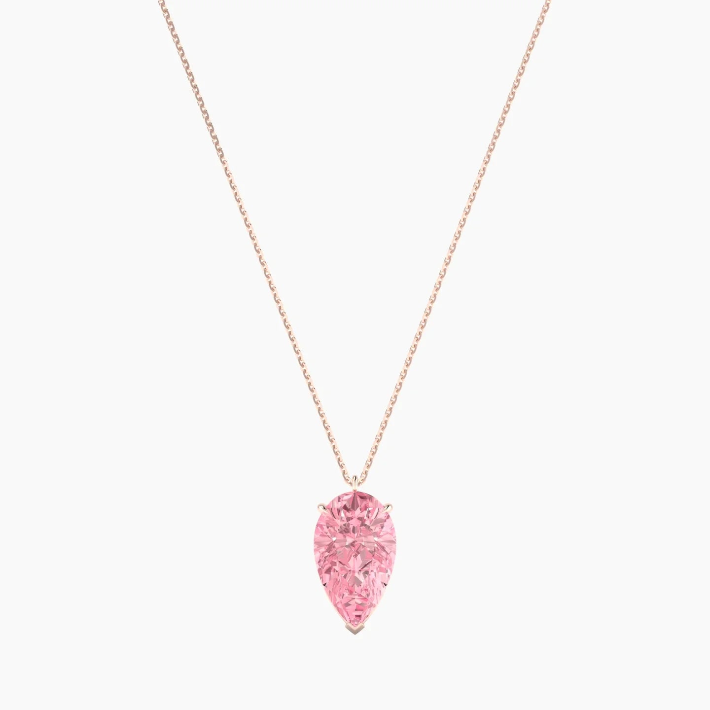 Hanging Solitaire | 18k Rose Gold 5 ct Pink Lab Diamond Pear Cut Pendant