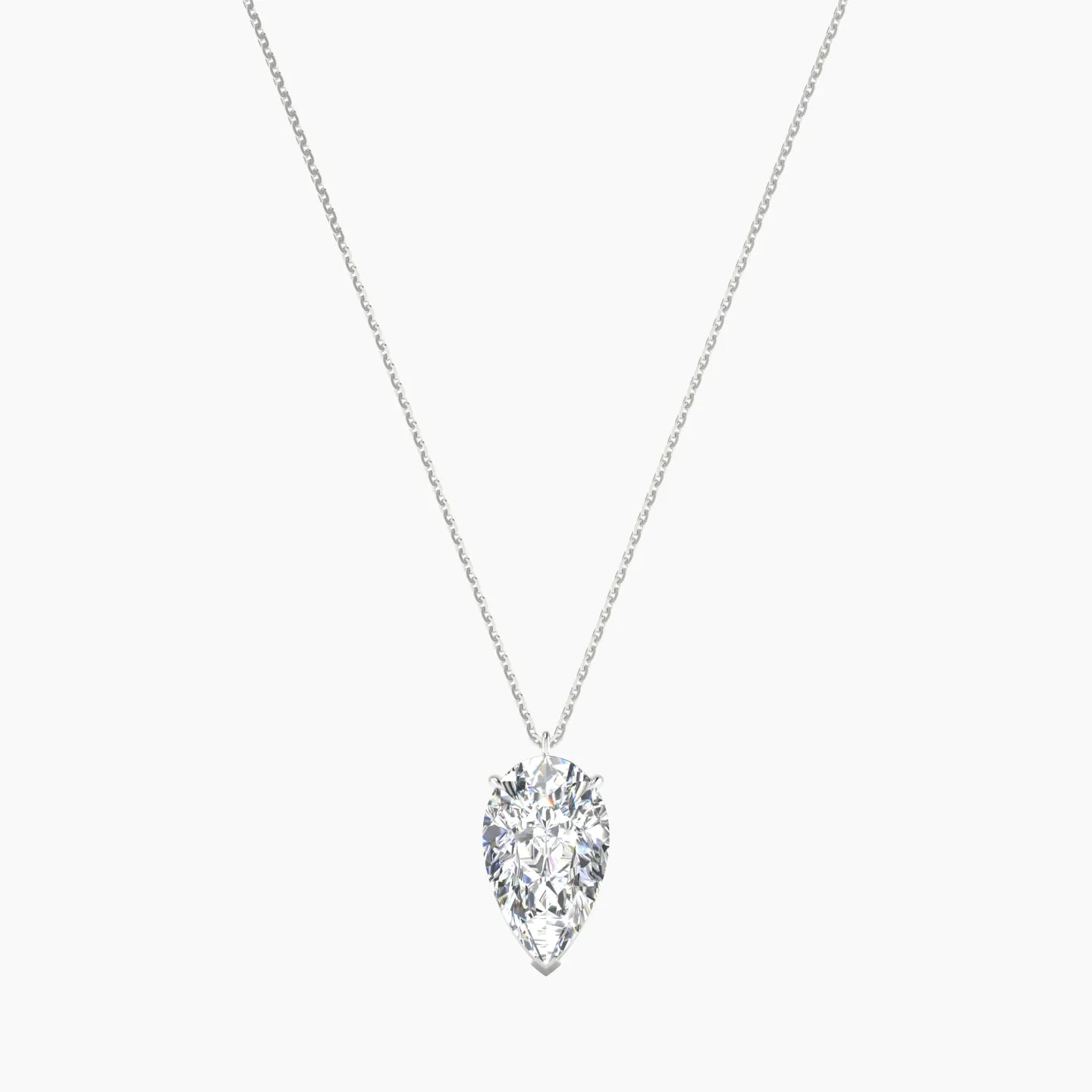 Hanging Solitaire | 18k White Gold 5 ct Lab Diamond Pear Cut Pendant