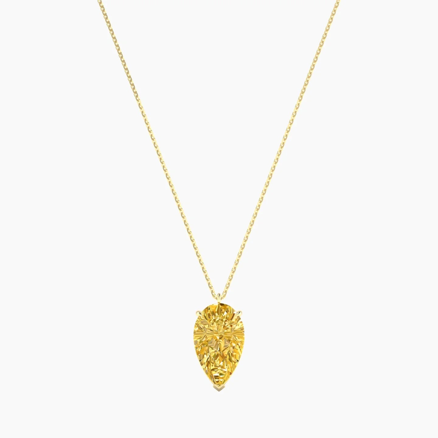 Hanging Solitaire | 18k Yellow Gold 5 ct Yellow Lab Diamond Pear Cut Pendant