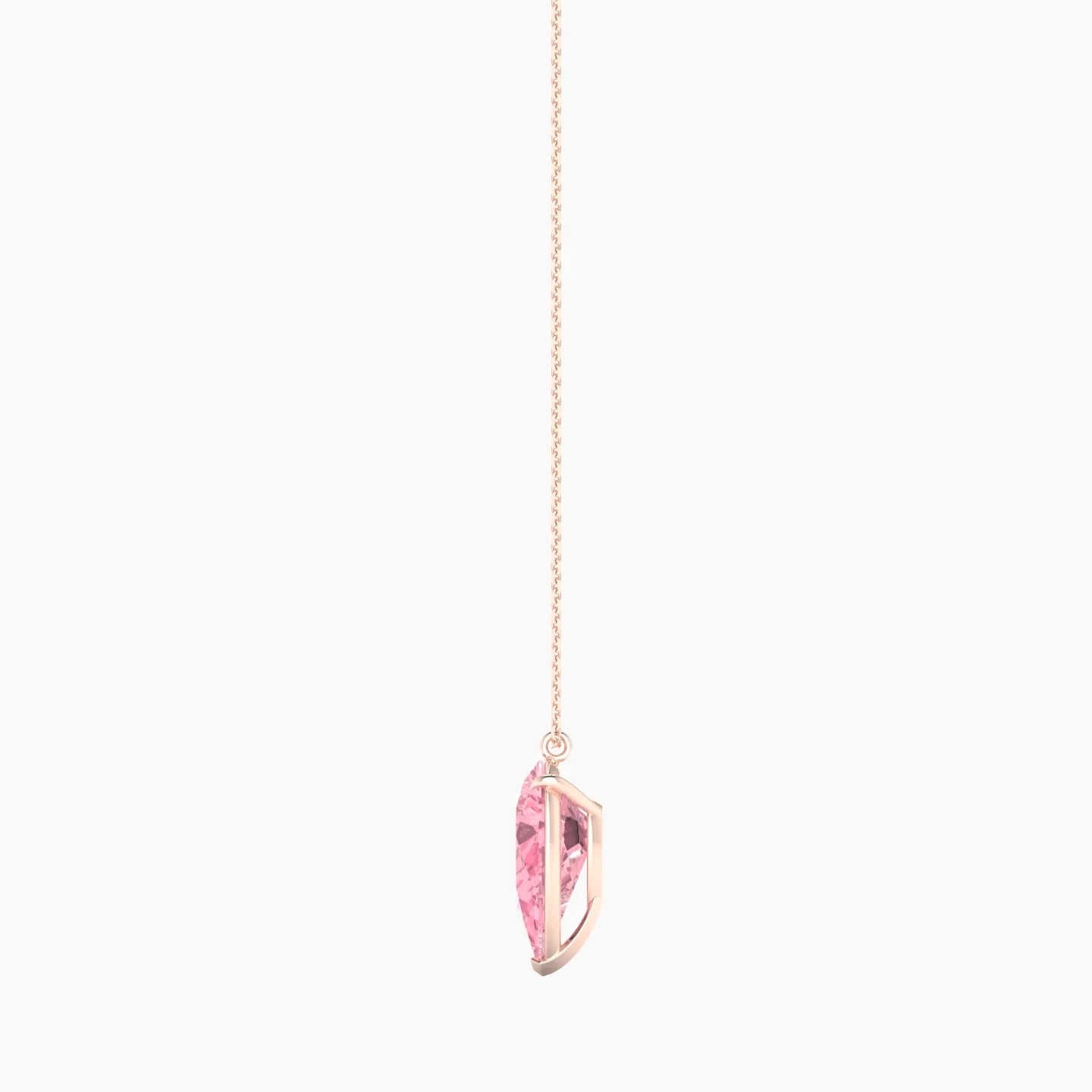 Hanging Solitaire | 18k Rose Gold 5 ct Pink Lab Diamond Pear Cut Pendant
