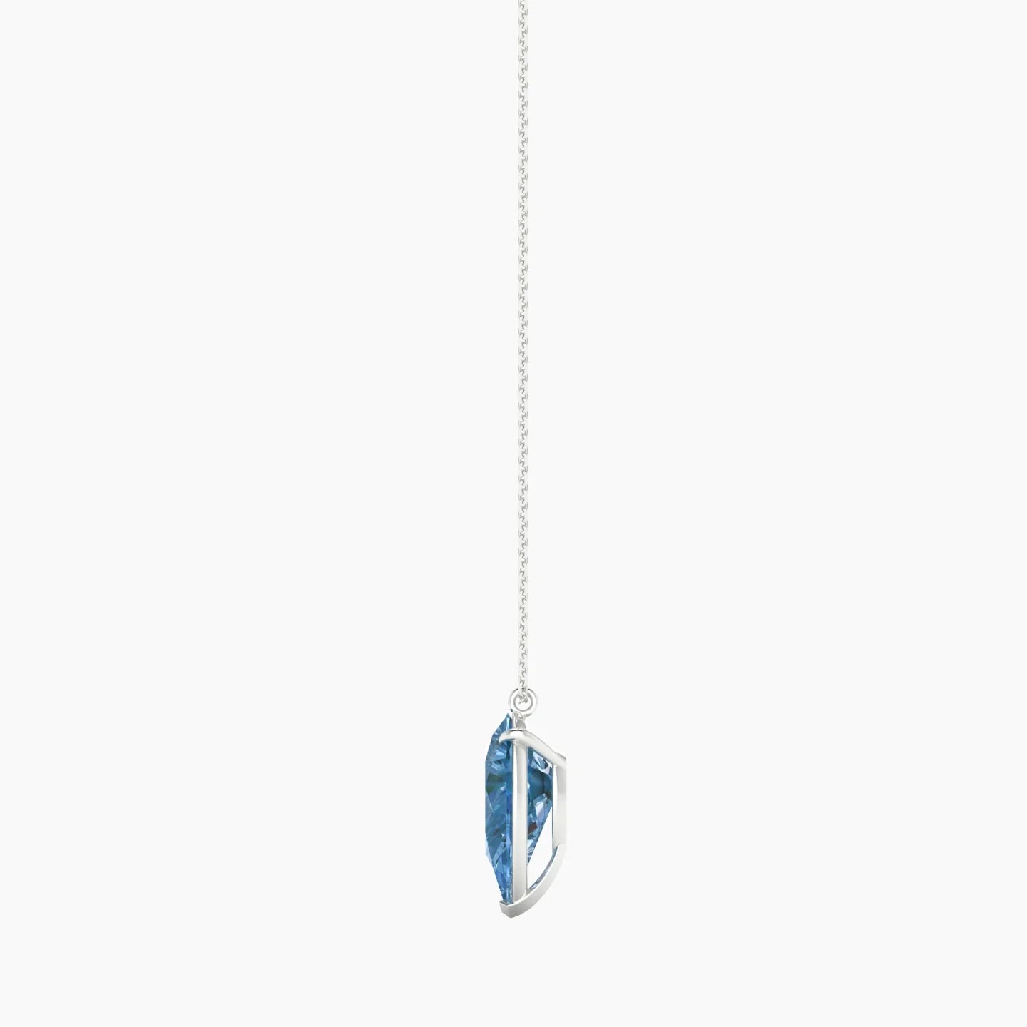 Hanging Solitaire | 18k White Gold 5 ct Blue Lab Diamond Pear Cut Pendant