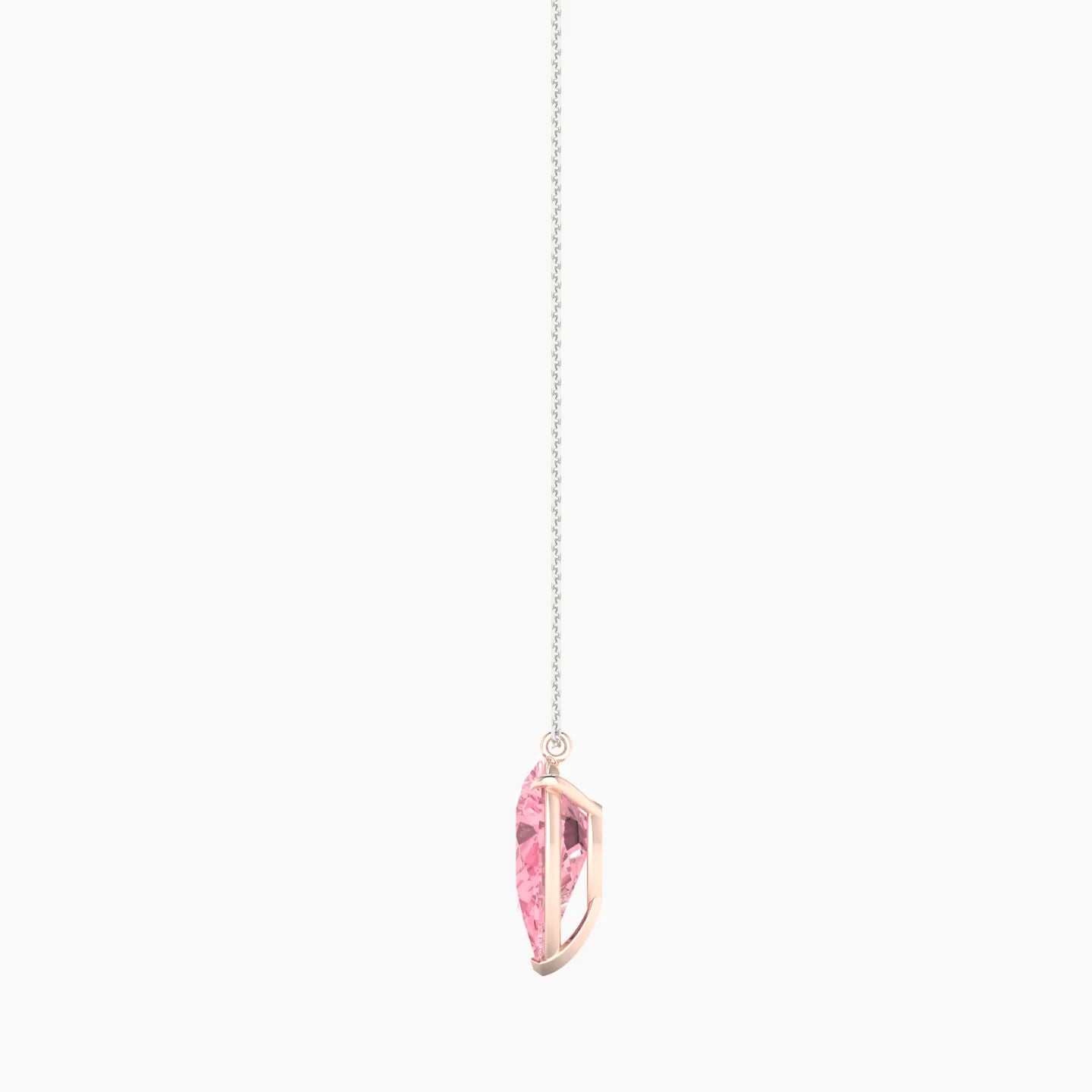 Hanging Solitaire | 18k White & Rose Gold 5 ct Pink Lab Diamond Pear Cut Pendant