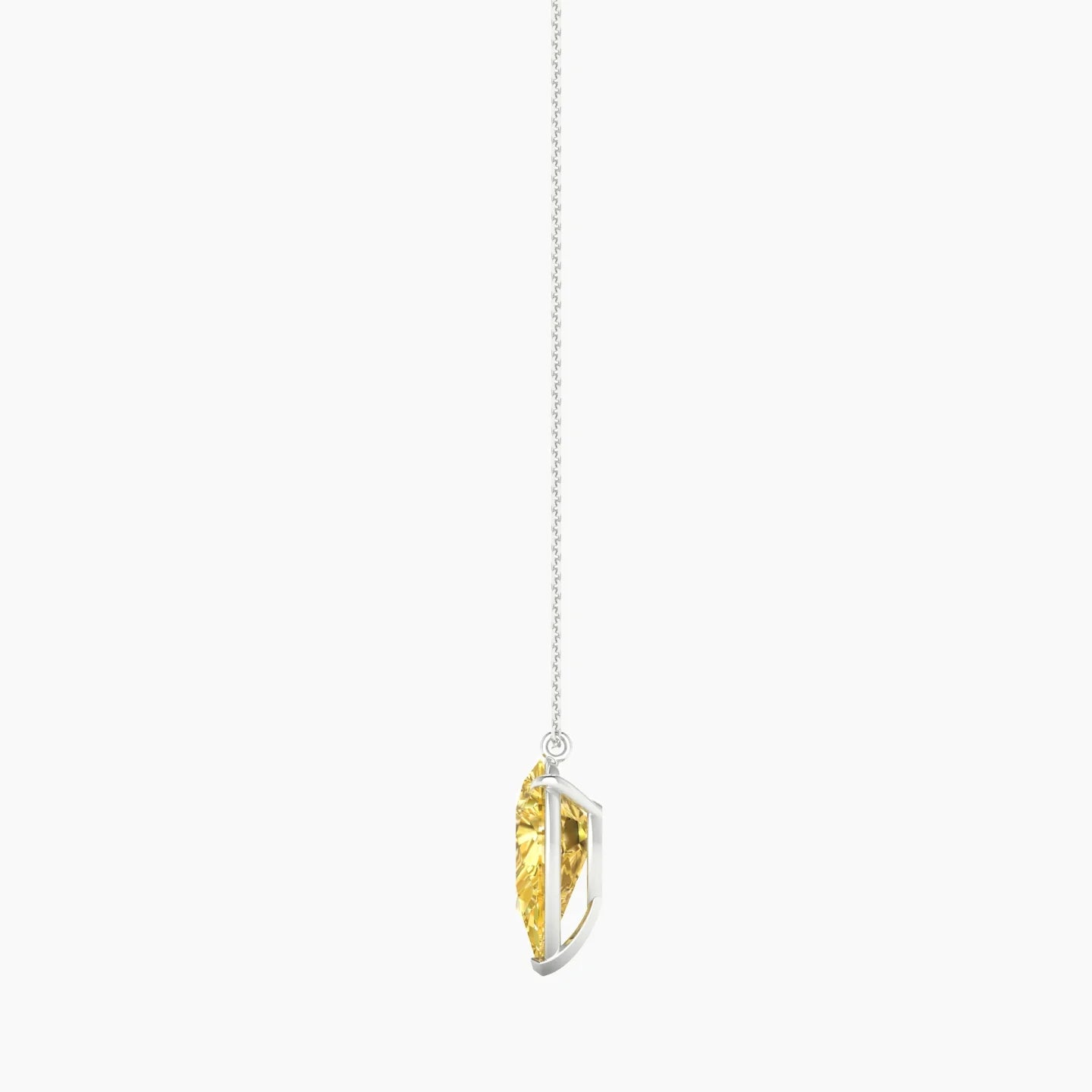Hanging Solitaire | 18k White Gold 5 ct Yellow Lab Diamond Pear Cut Pendant