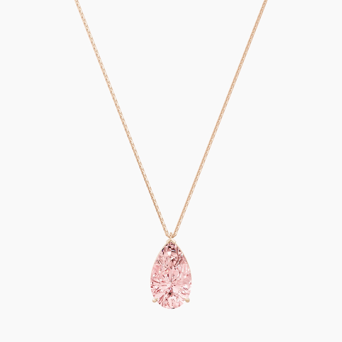 Hanging Solitaire | 18k Rose Gold 5 ct Pink Lab Diamond Pear Pendant