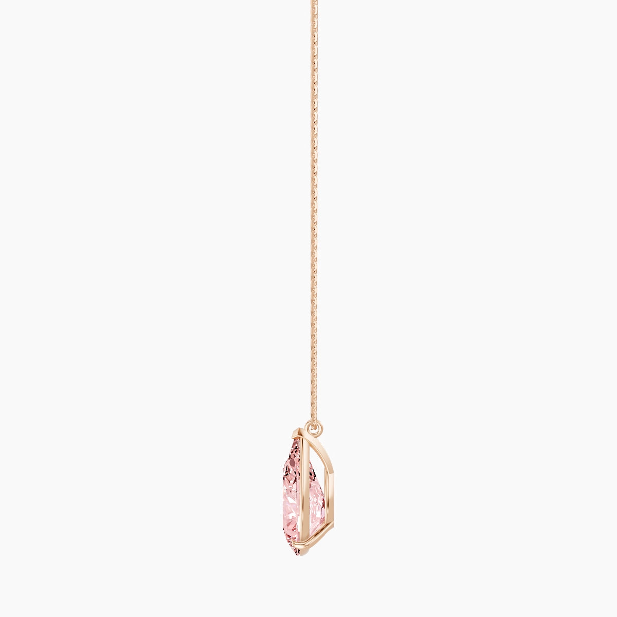 Hanging Solitaire | 18k Rose Gold 5 ct Pink Lab Diamond Pear Pendant