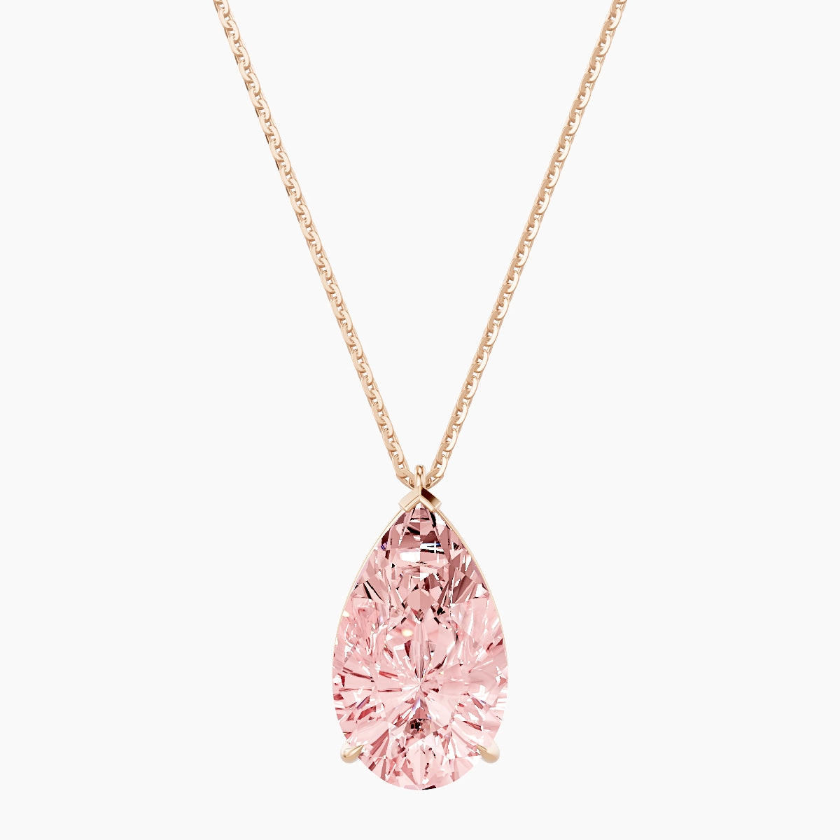 Hanging Solitaire | 18k Rose Gold 5 ct Pink Lab Diamond Pear Pendant