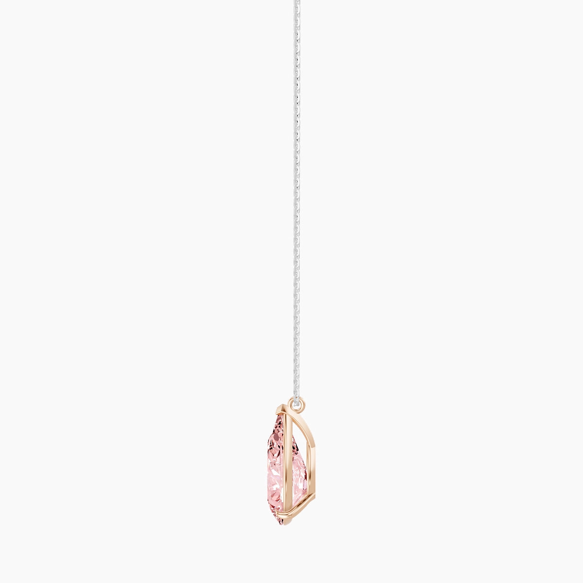 Hanging Solitaire | 18k White & Rose Gold 5 ct Pink Lab Diamond Pear Pendant