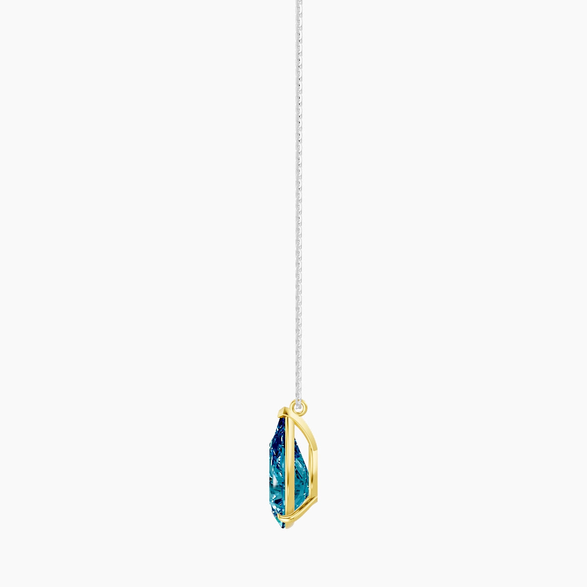Hanging Solitaire | 18k White & Yellow Gold 5 ct Blue Lab Diamond Pear Pendant