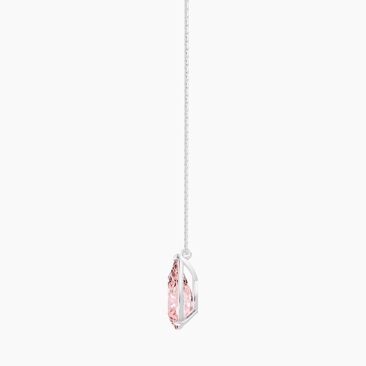 Hanging Solitaire | 18k White Gold 5 ct Pink Lab Diamond Pear Pendant