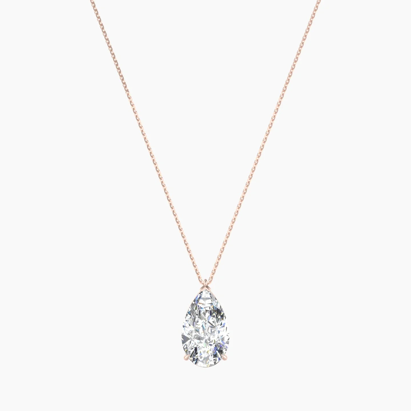 Hanging Solitaire | 18k Rose Gold 5 ct Lab Diamond Pear Cut Pendant
