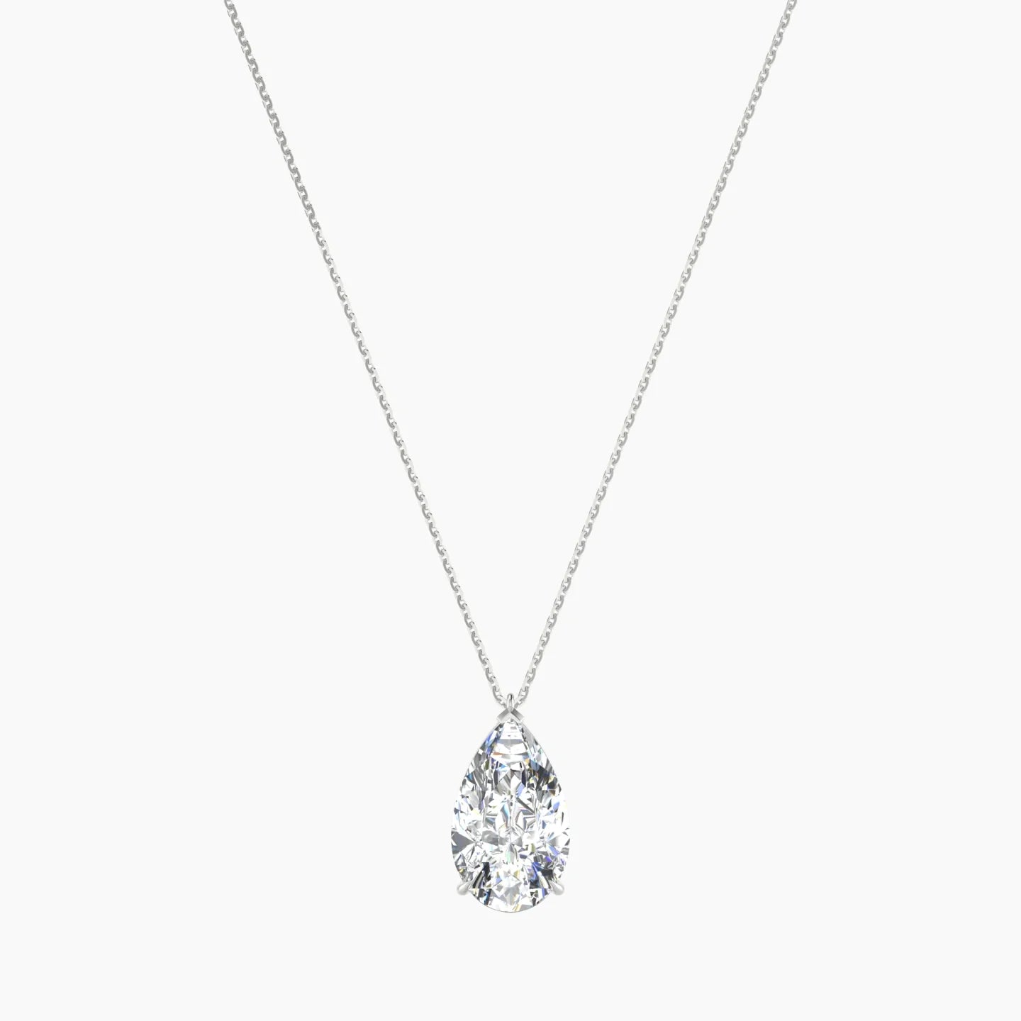Hanging Solitaire | 18k White Gold 5 ct Lab Diamond Pear Cut Pendant