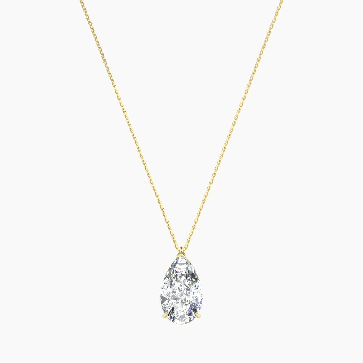Hanging Solitaire | 18k Yellow Gold 5 ct Lab Diamond Pear Cut Pendant
