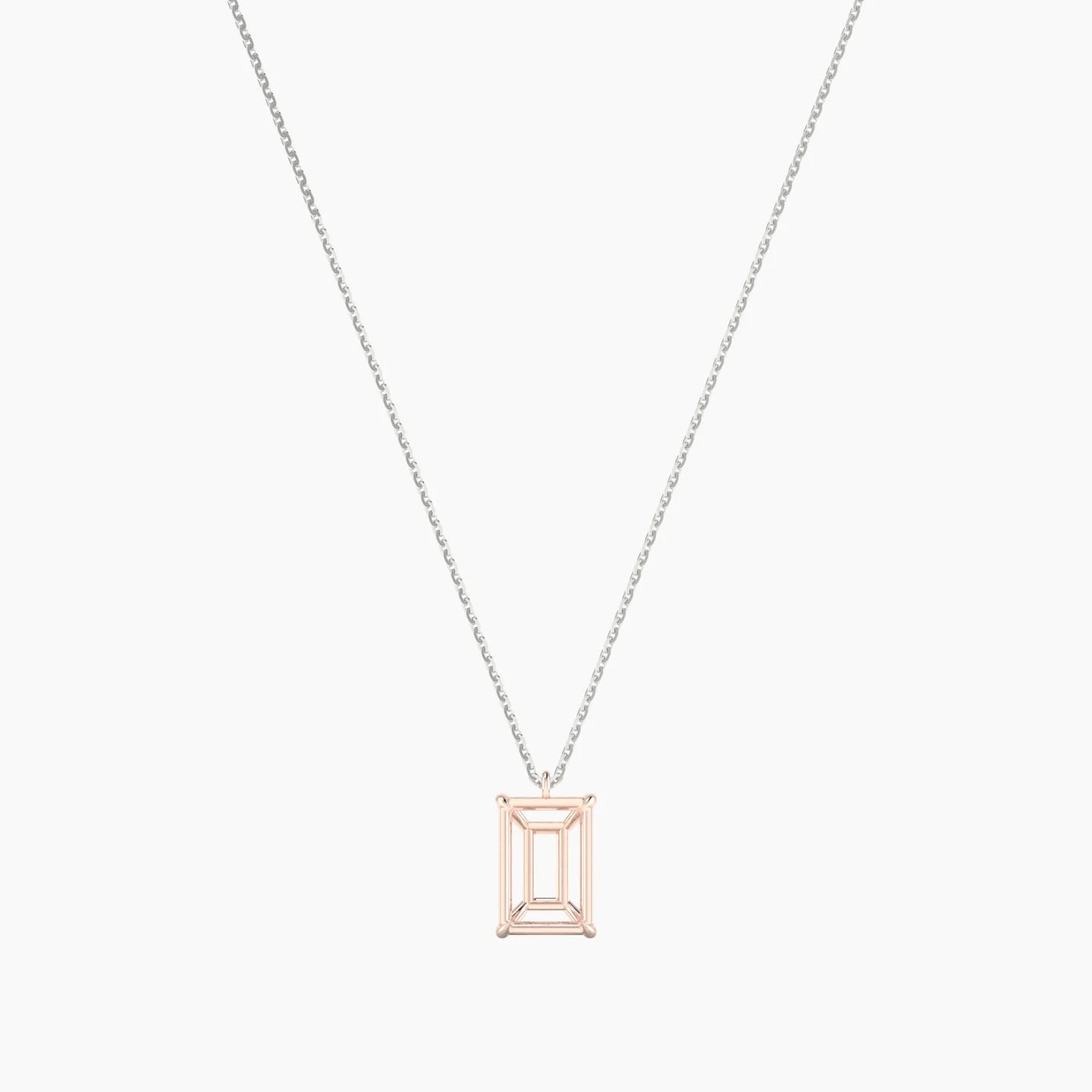 Hanging Solitaire | 18k White & Rose Gold 3-4.99 ct Radiant Cut Pendant Setting