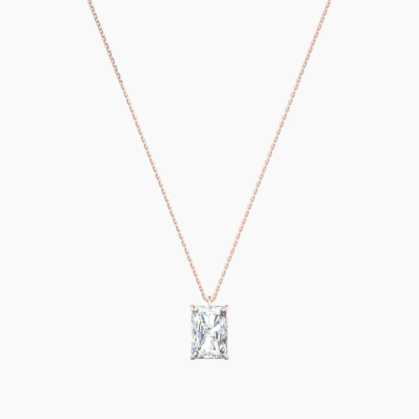 Hanging Solitaire | 18k Rose Gold 3 ct Lab Diamond Radiant Cut Pendant