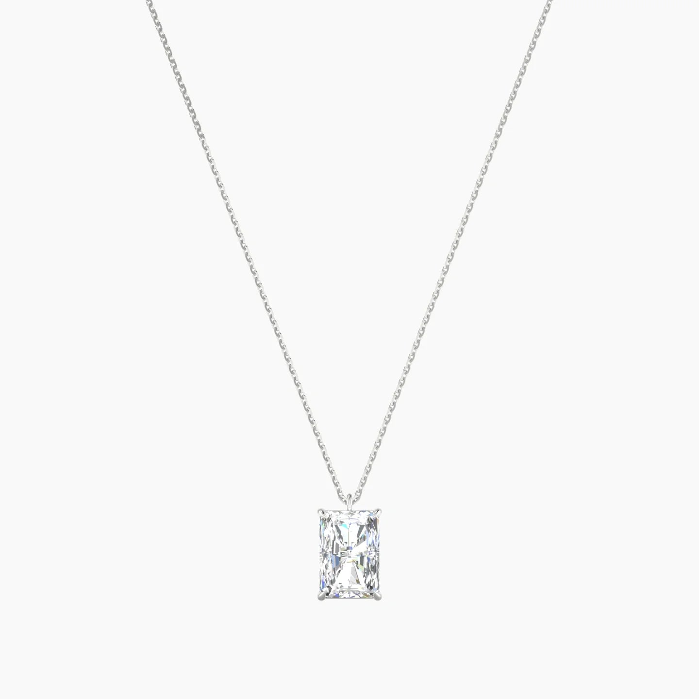 Hanging Solitaire | 18k White Gold 3 ct Lab Diamond Radiant Cut Pendant