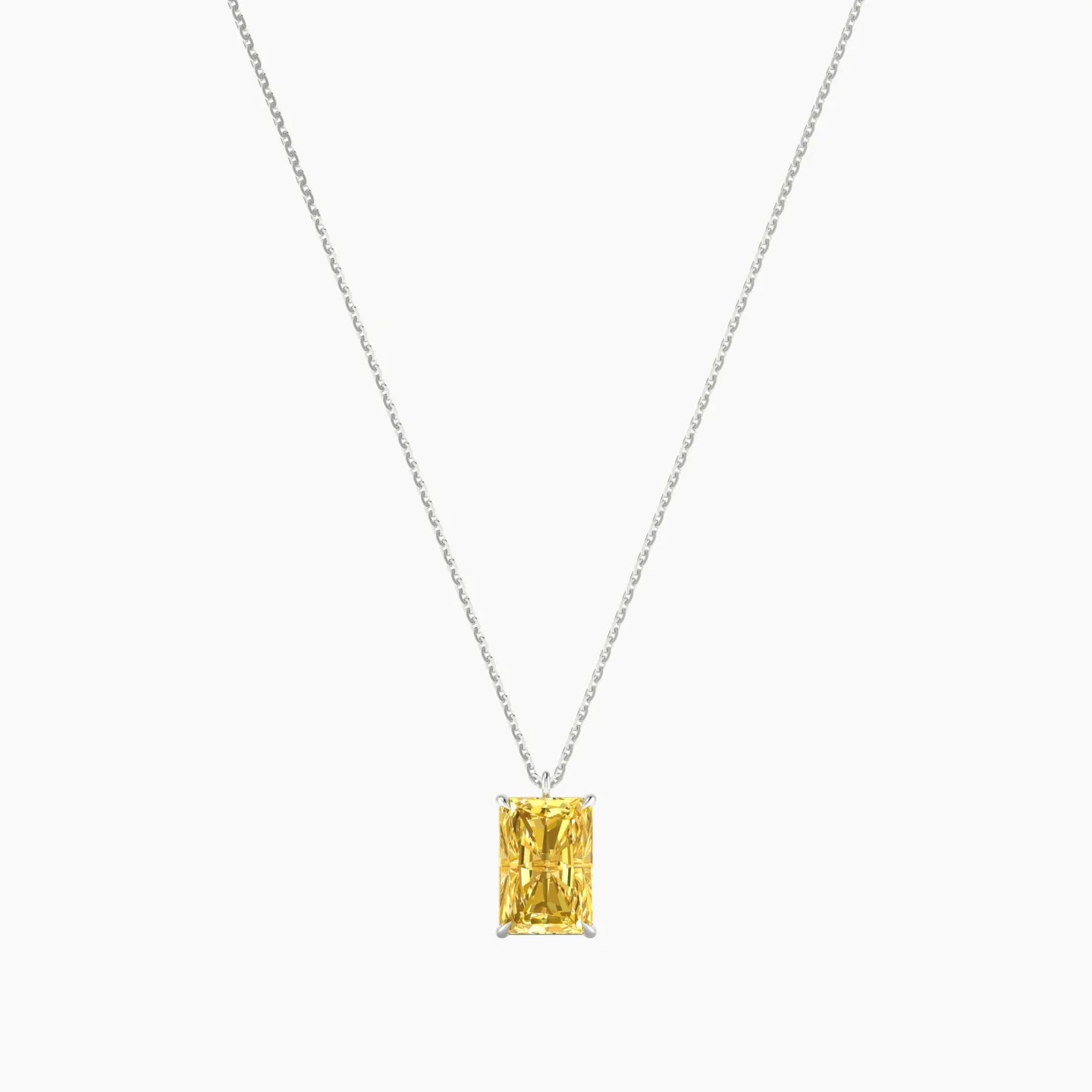 Hanging Solitaire | 18k White Gold 3 ct Yellow Lab Diamond Radiant Cut Pendant
