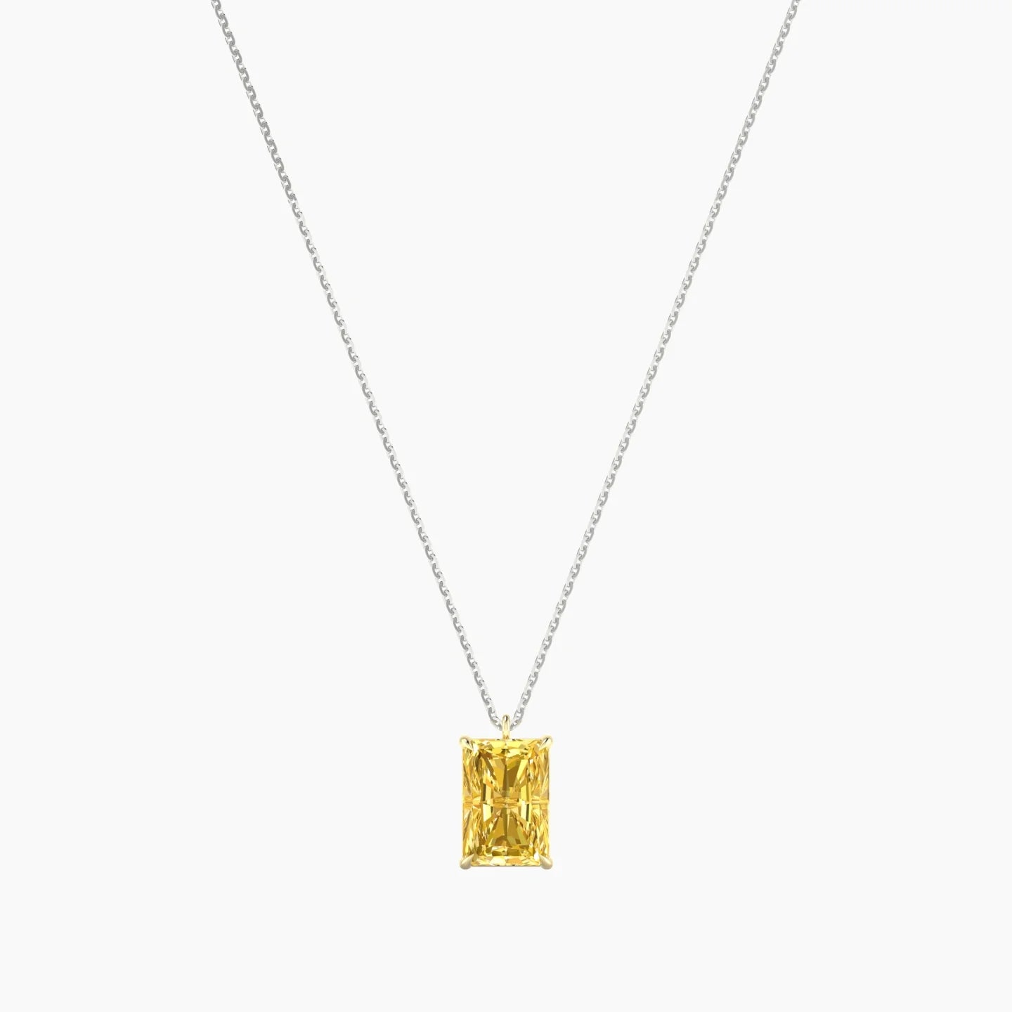 Hanging Solitaire | 18k White & Yellow Gold 3 ct Yellow Lab Diamond Radiant Cut Pendant