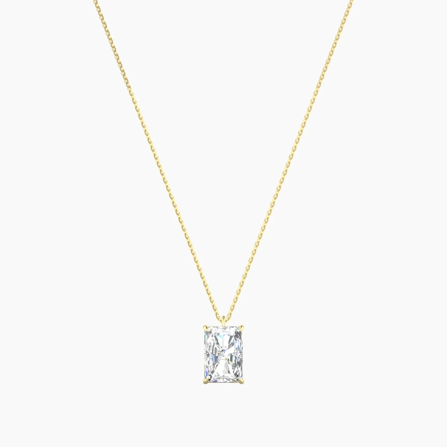 Hanging Solitaire | 18k Yellow Gold 3 ct Lab Diamond Radiant Cut Pendant