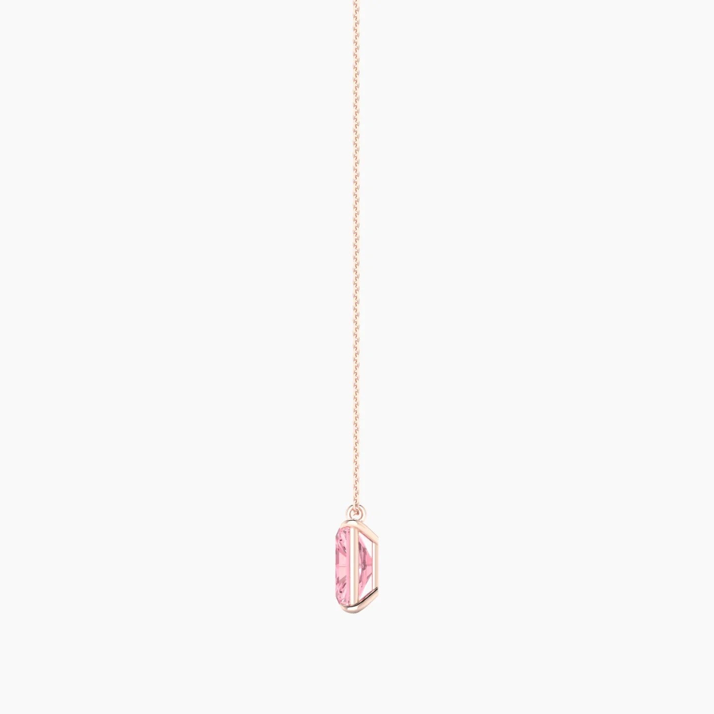 Hanging Solitaire | 18k Rose Gold 3 ct Pink Lab Diamond Radiant Cut Pendant