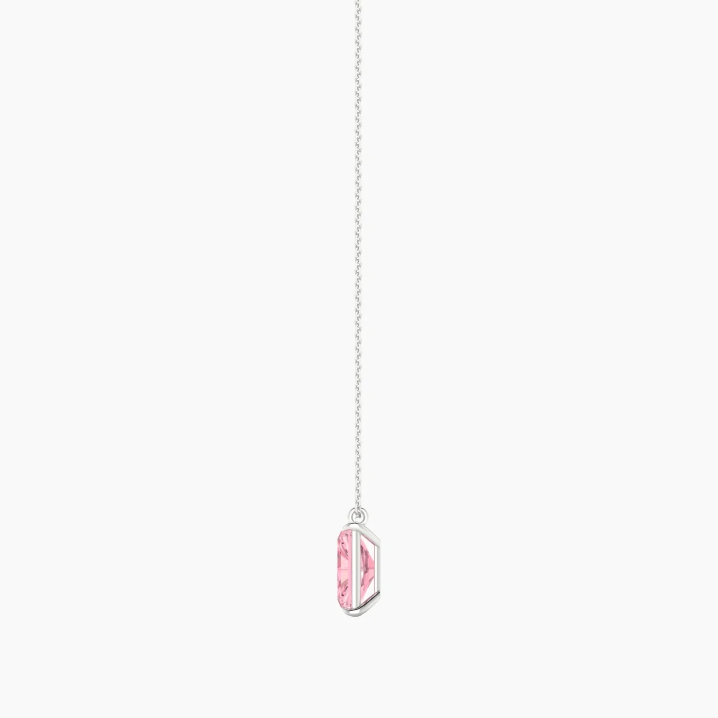 Hanging Solitaire | 18k White Gold 3 ct Pink Lab Diamond Radiant Cut Pendant